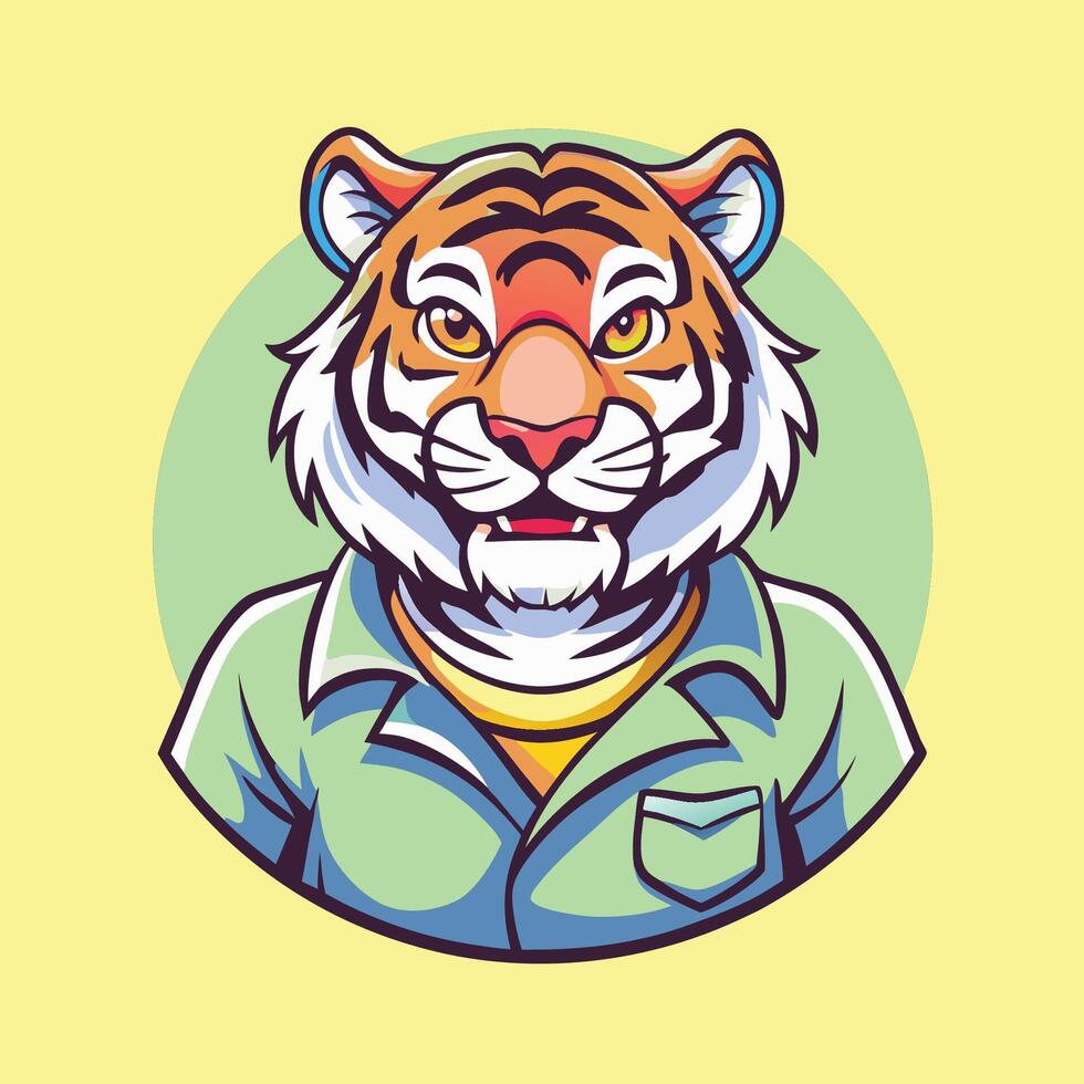 Cartoon Character Mascot Logo of a Fierce Tiger Head Representation vector