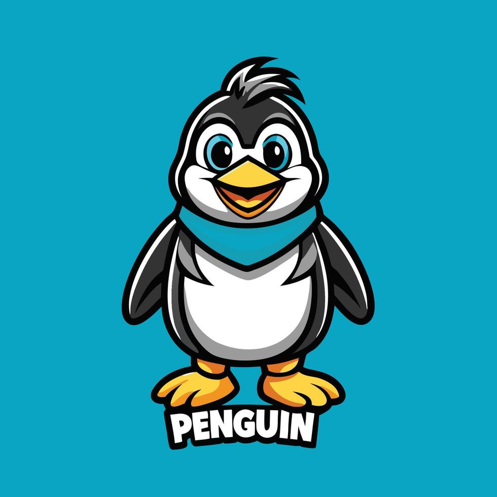 Simplified Stylized Logo Design of a Penguin Mascot vector