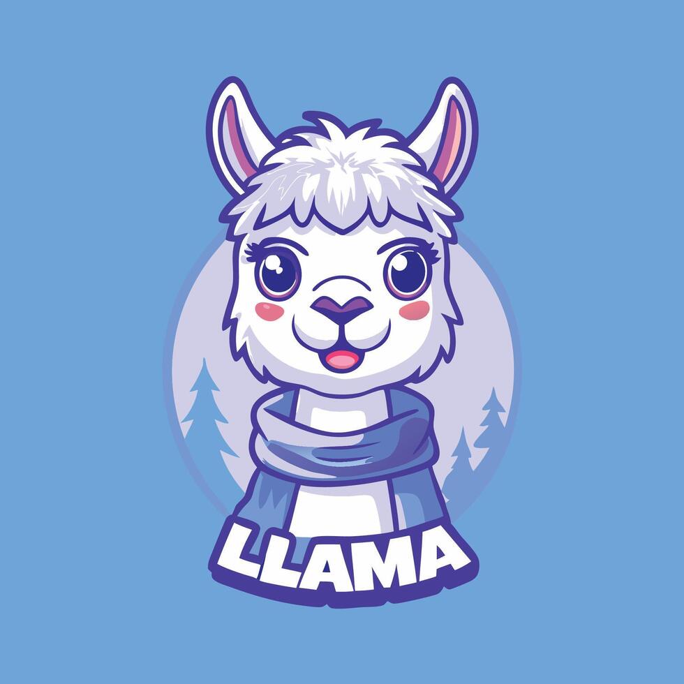 Adorable Llama Mascot Cartoon Character Illustration vector