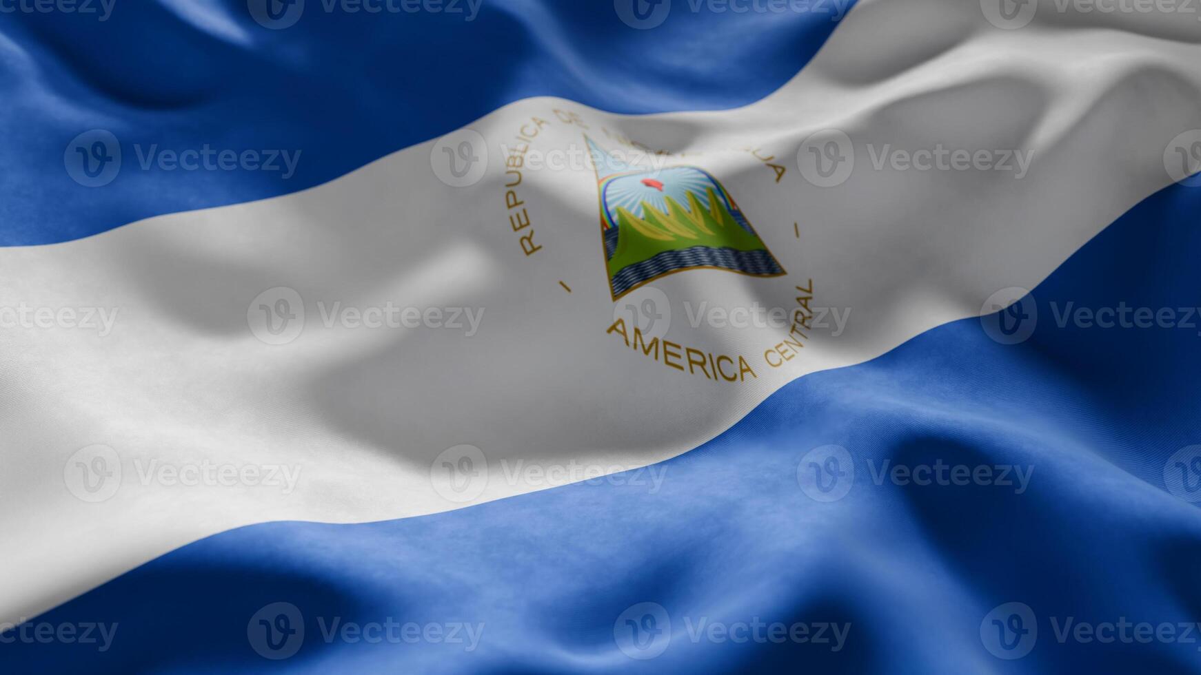 Close-up of Waving Nicaragua flag photo