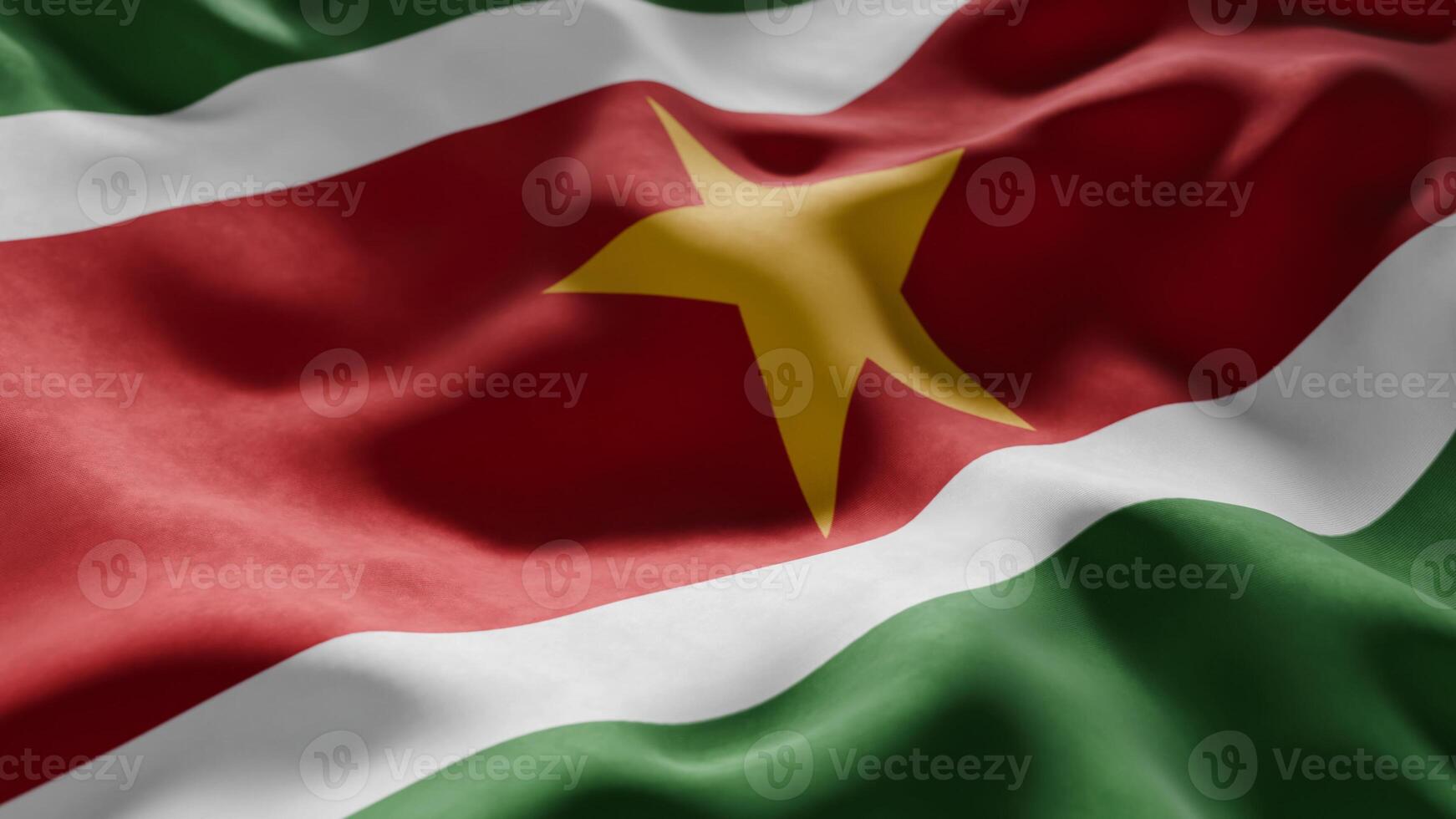 Close-up of Waving Suriname flag photo
