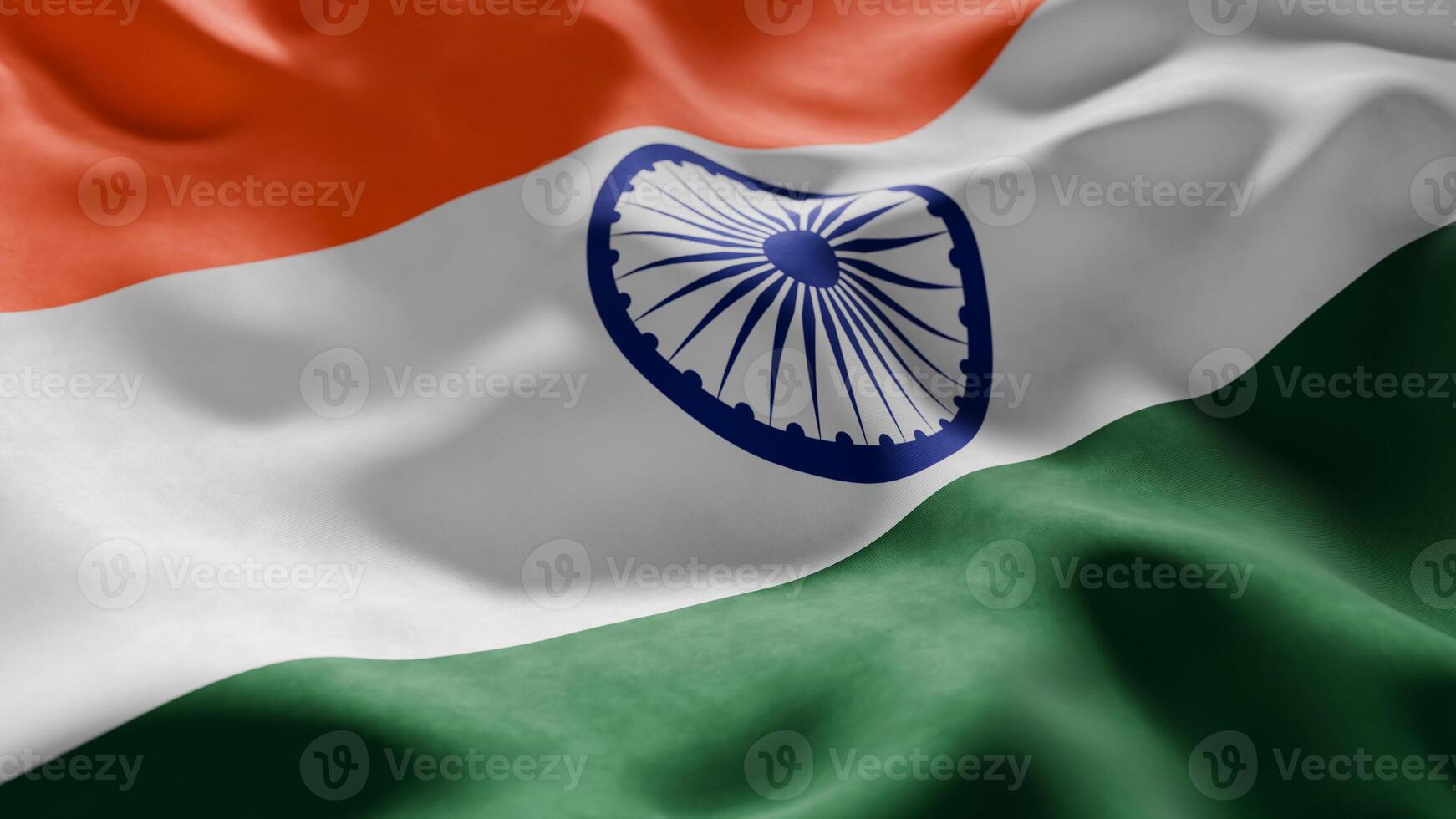 Close-up of Waving India flag 3d render photo