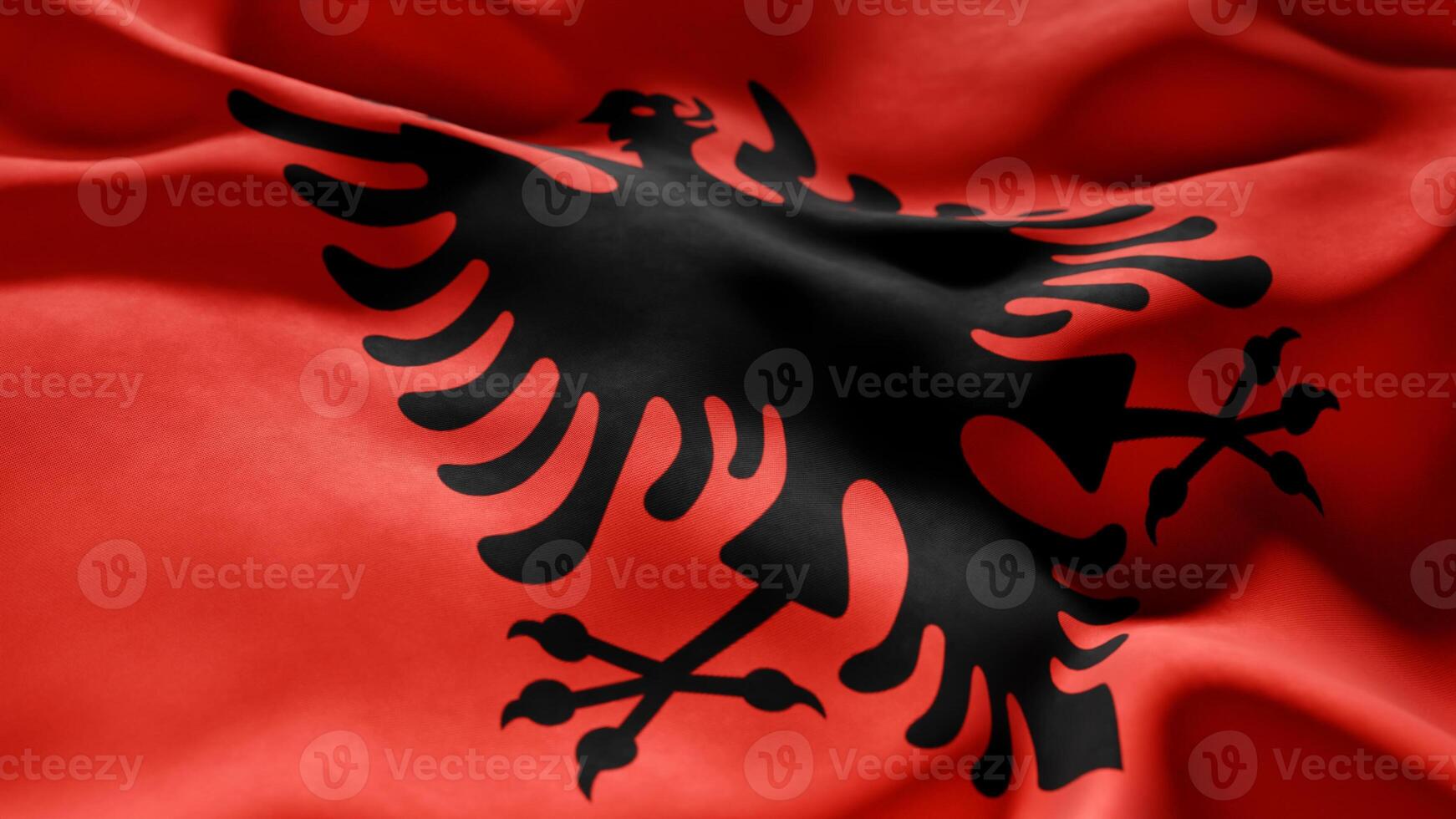 Close-up of Waving Albania flag photo