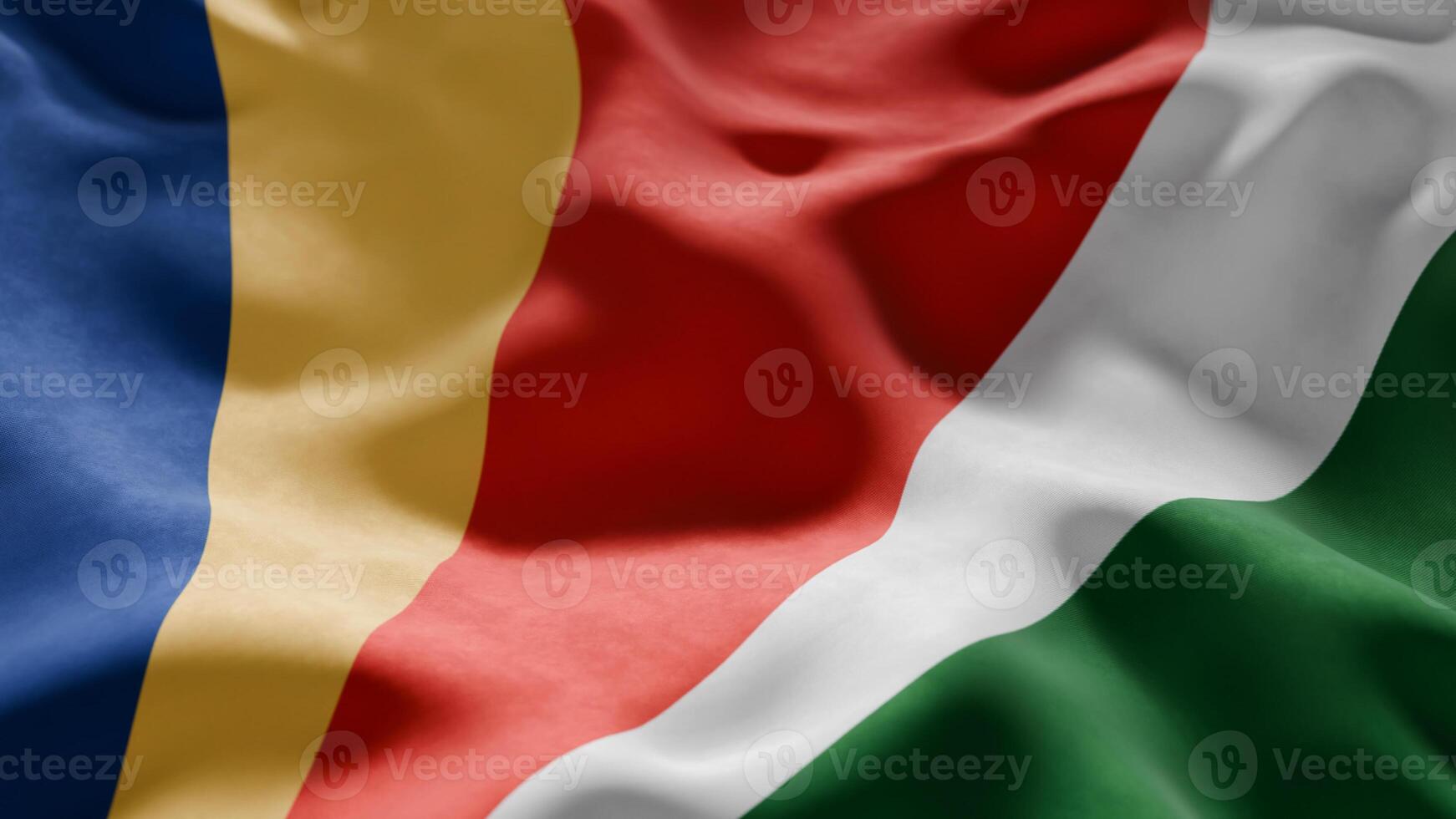 Close-up of Waving Seychelles flag photo