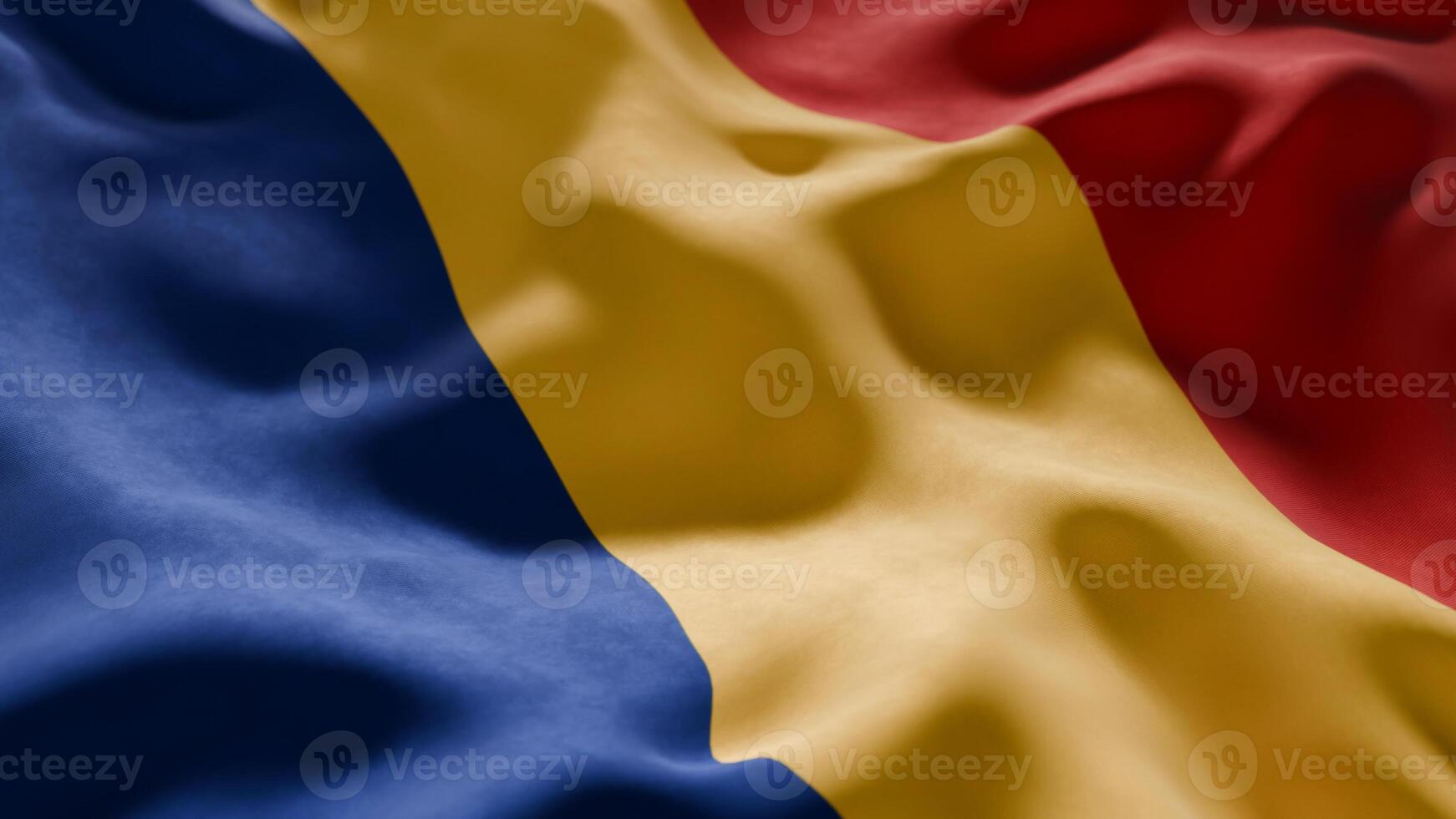 Close-up of Waving Romania flag photo