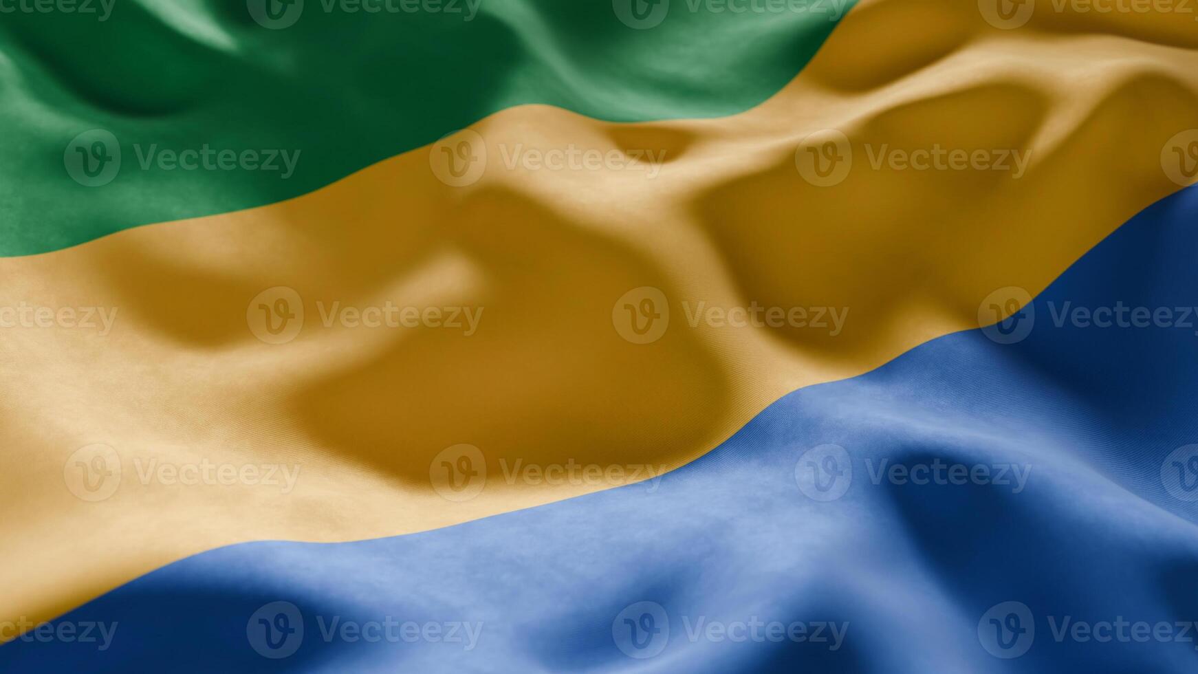 Close-up of Waving Gabon flag photo