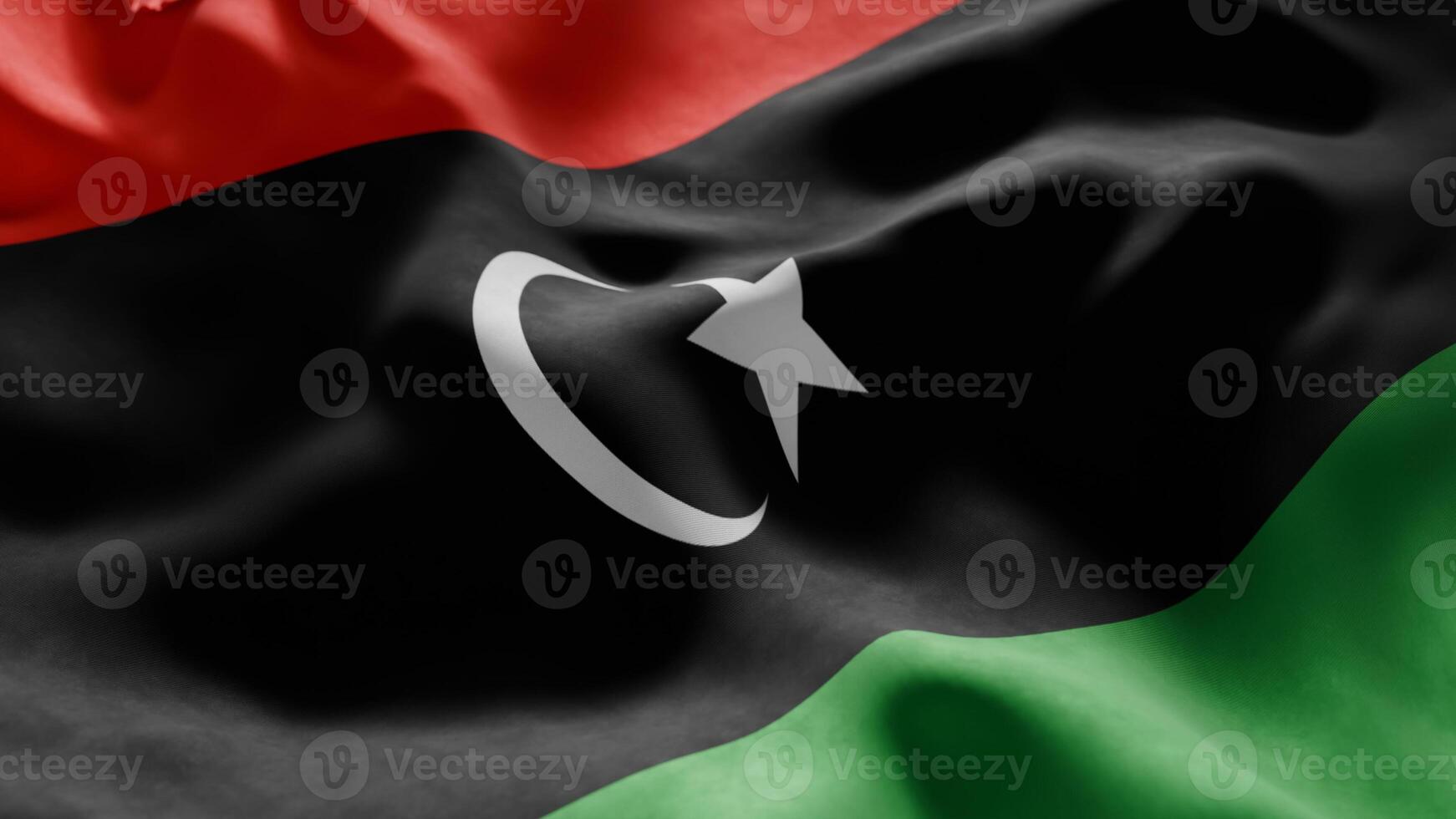 Close-up of Waving Libya flag photo
