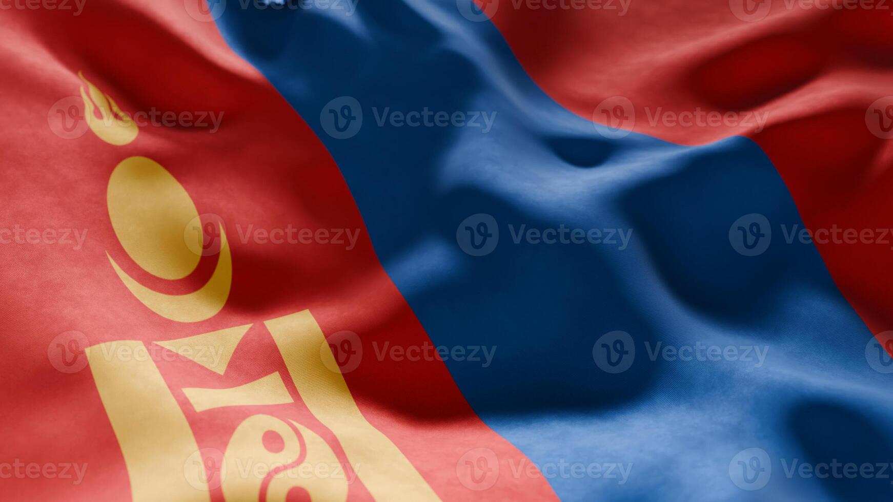 Close-up of Waving Mongolia flag photo