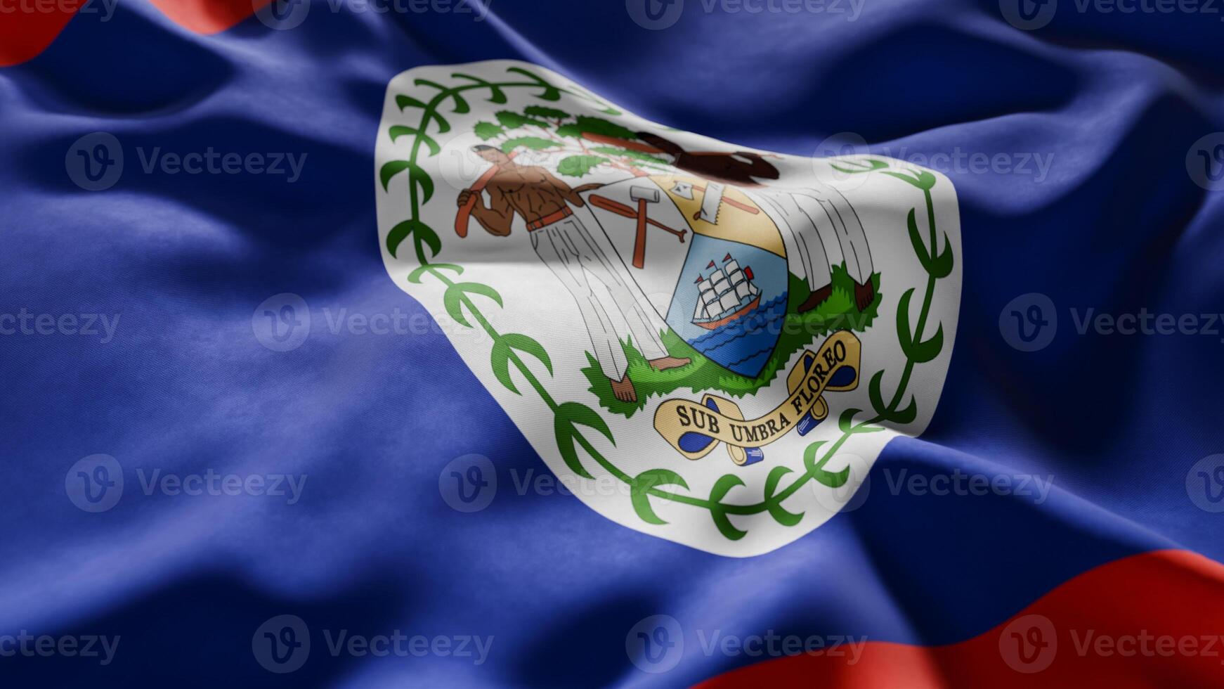 Close-up of Waving Belize flag photo