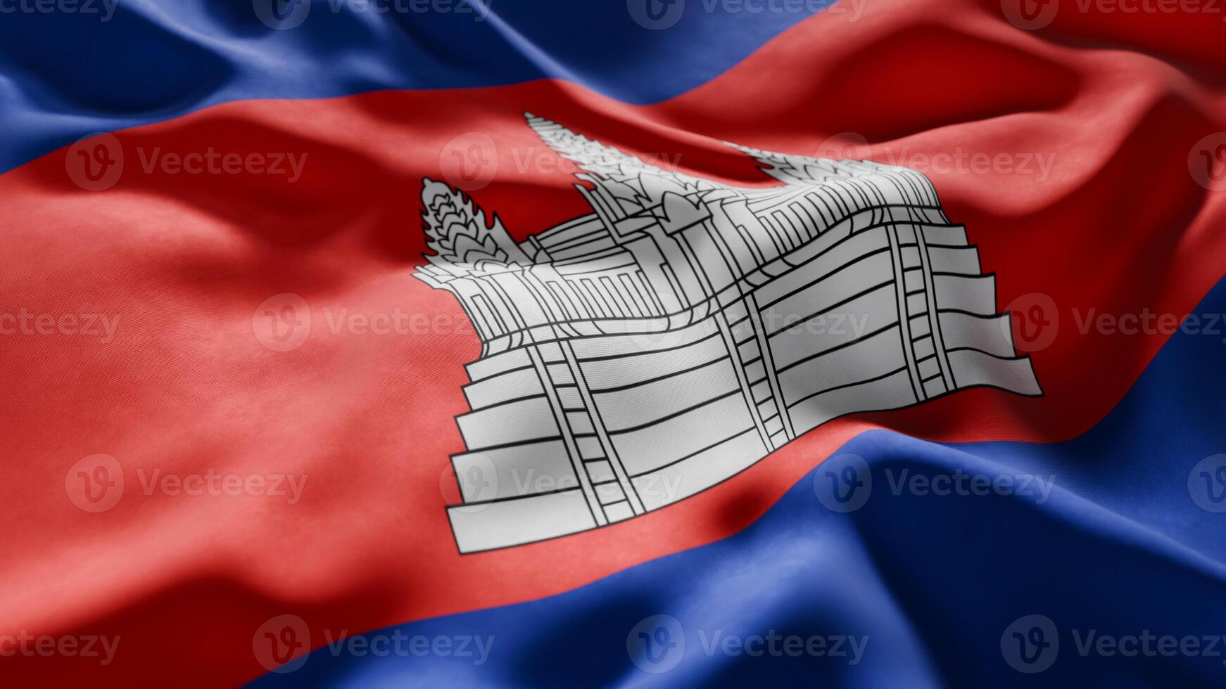 Close-up of Waving Cambodia flag photo