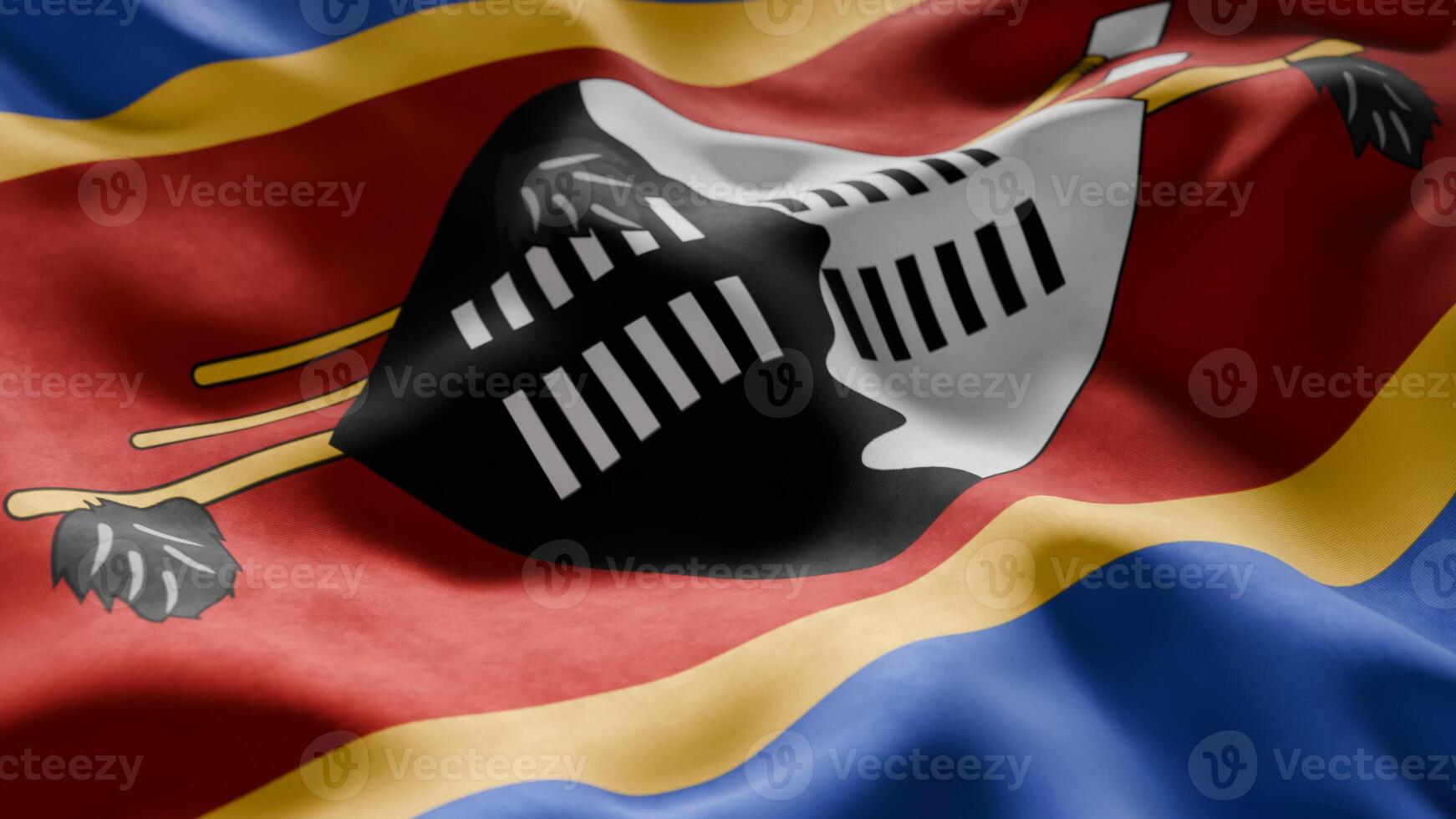 Close-up of Waving Eswatini flag photo