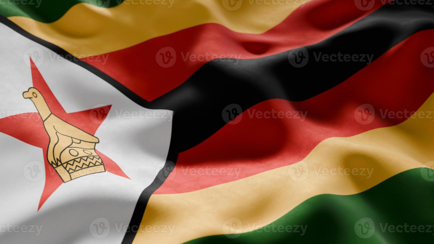 Close-up of Waving Zimbabwe flag photo