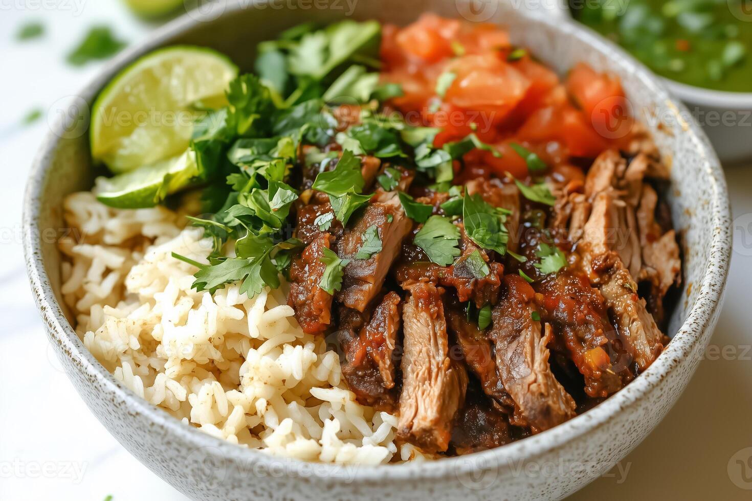 Slow cooker pulled pork bowl photo