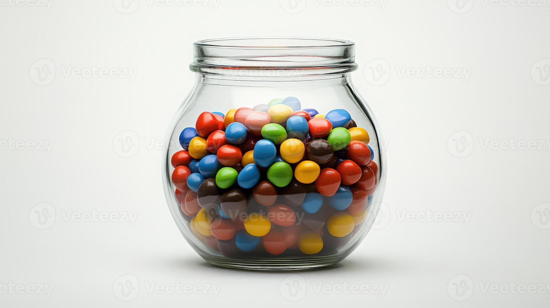 A glass jar filled with colorful candy photo