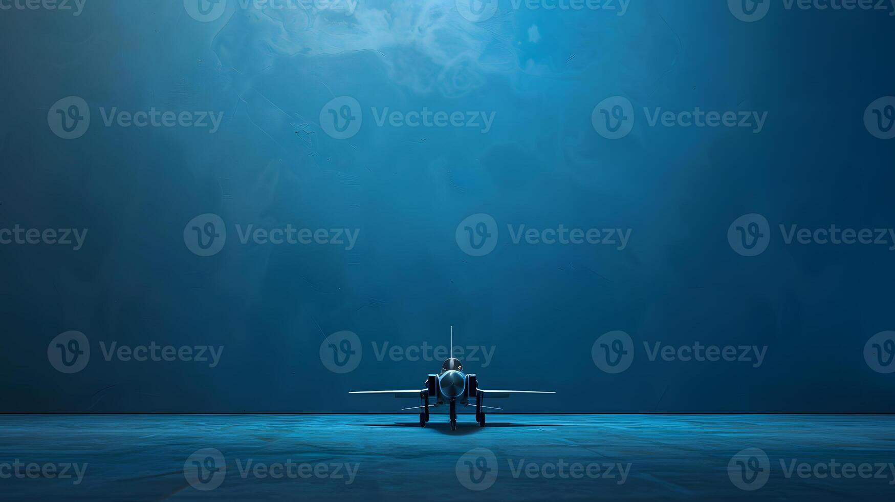 Fighter jet soaring above liquid surface under atmospheric sky photo
