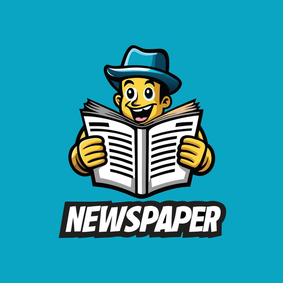 Graphic of a Man Reading a Newspaper Mascot Character vector