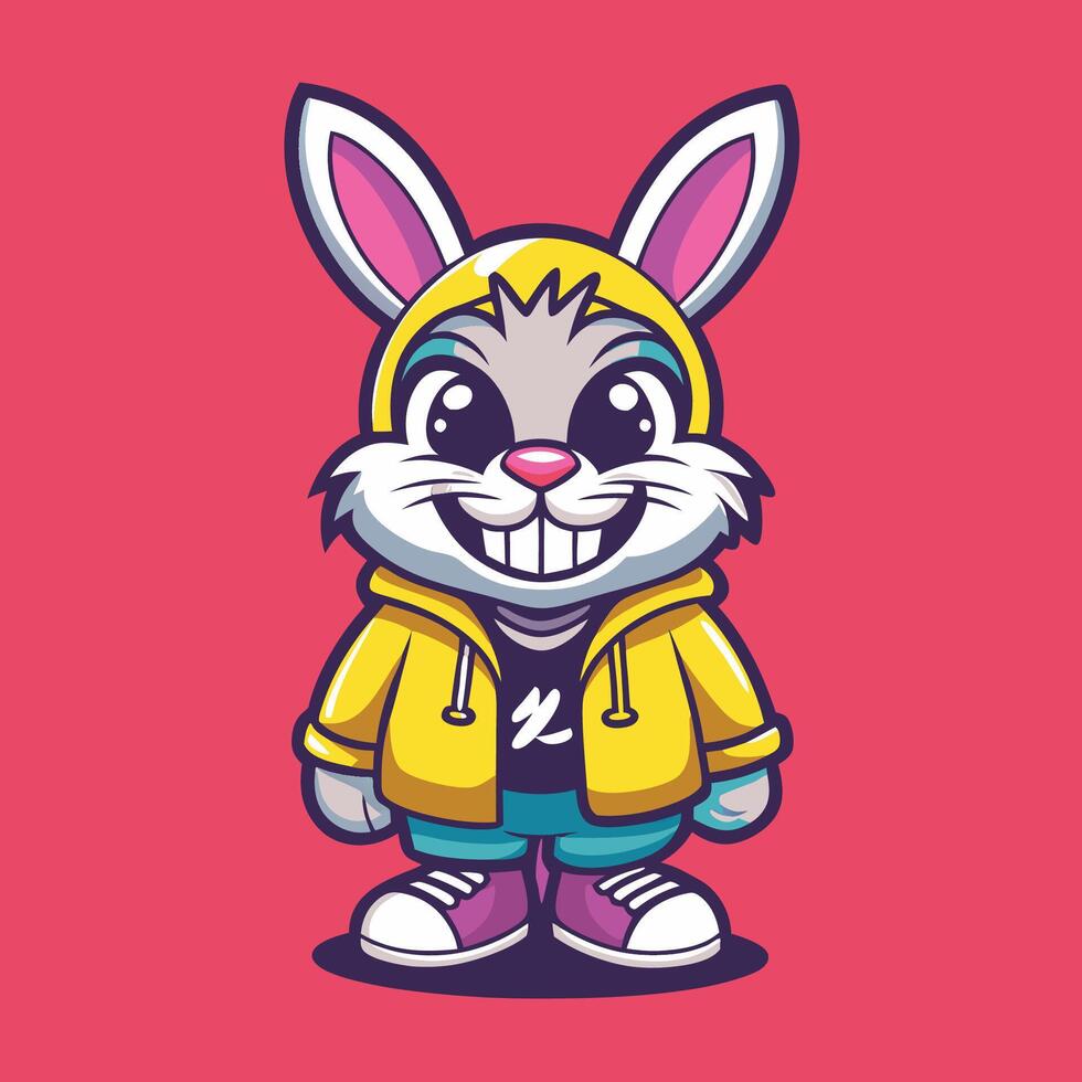Adorable Bunny Mascot Character in a Relaxed and Chill Pose vector