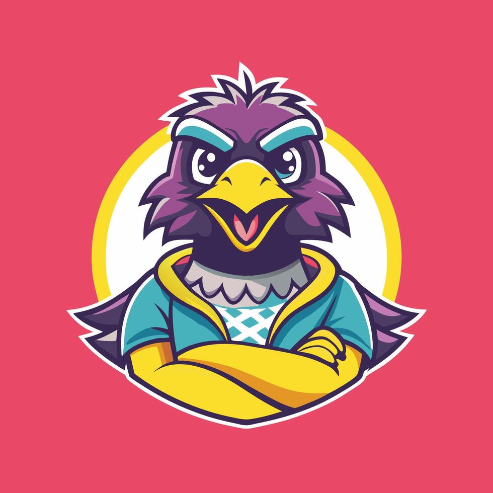 Raven-Themed Mascot Character Logo in Cartoon Style vector