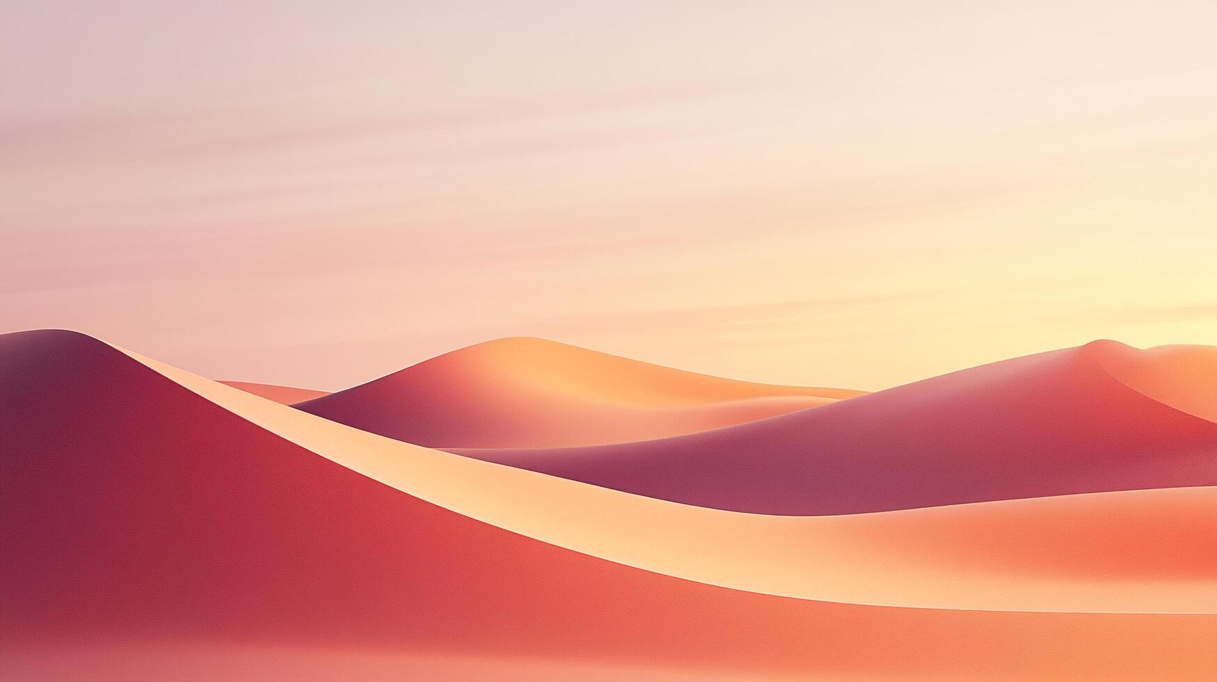 This stunning image showcases soft beige dunes illuminated by a gentle sunset, creating a peaceful scene that inspires feelings of calmness and tranquility in nature's beauty. photo