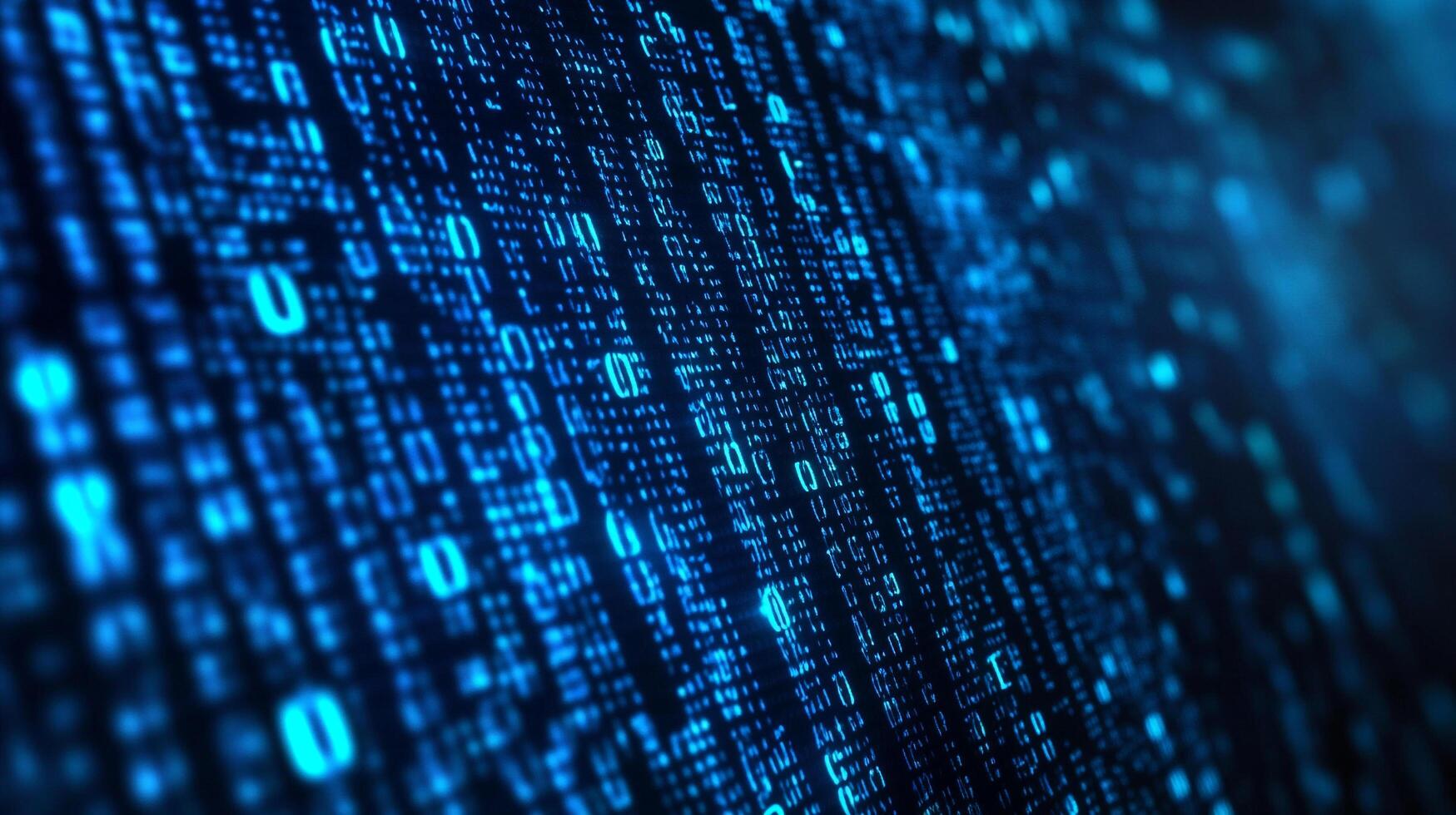 Abstract binary code design showing digital information flowing through interconnected systems. Data streams for processing and analysis. photo
