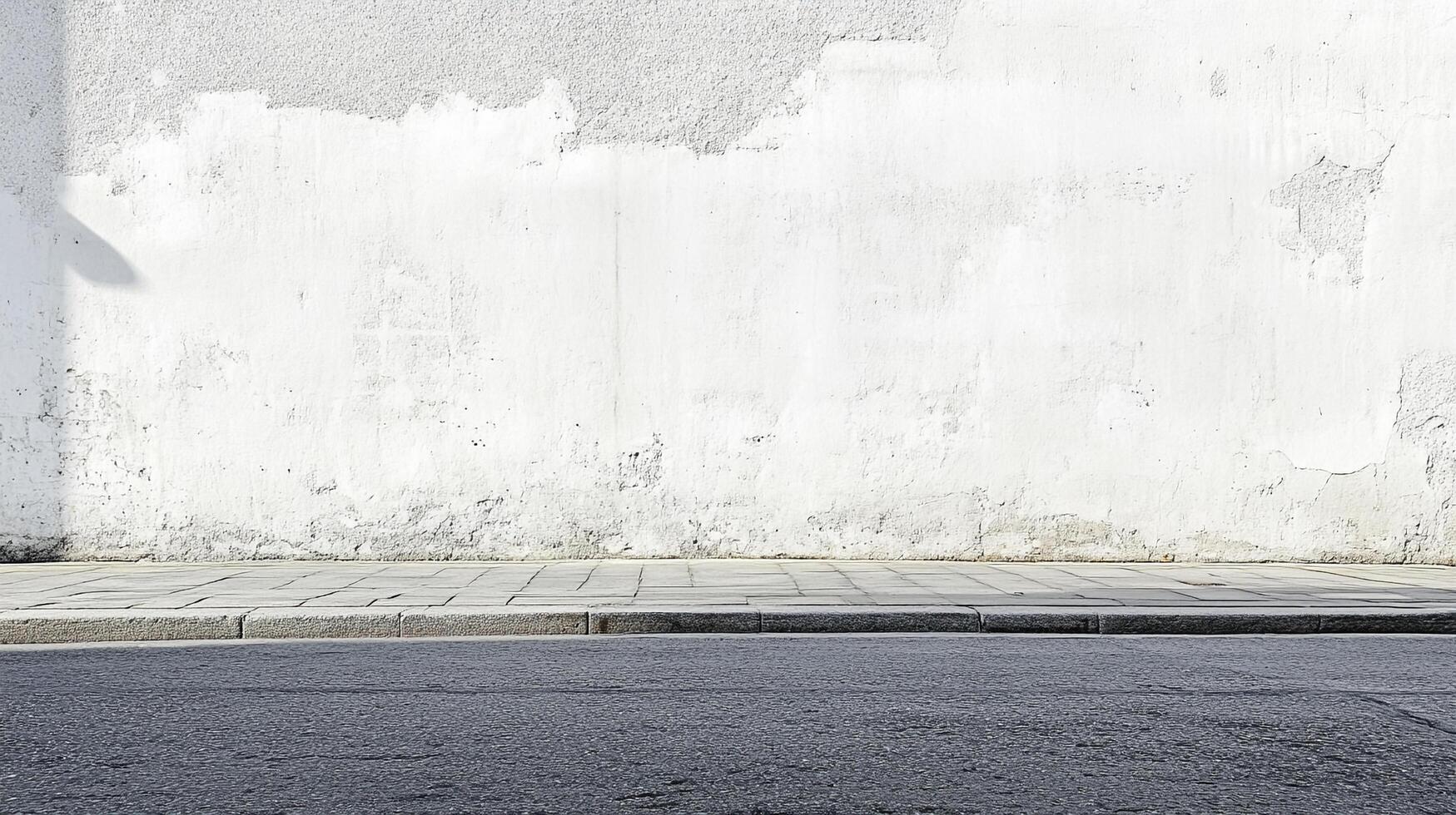 Weathered wall meets modern street in an urban landscape, showcasing texture and contrast in a simple, minimalist composition. photo