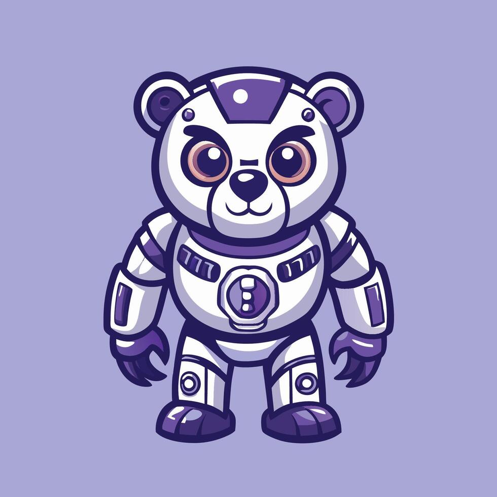 Futuristic Cyborg Bear Robot Illustration with Enhanced Power vector