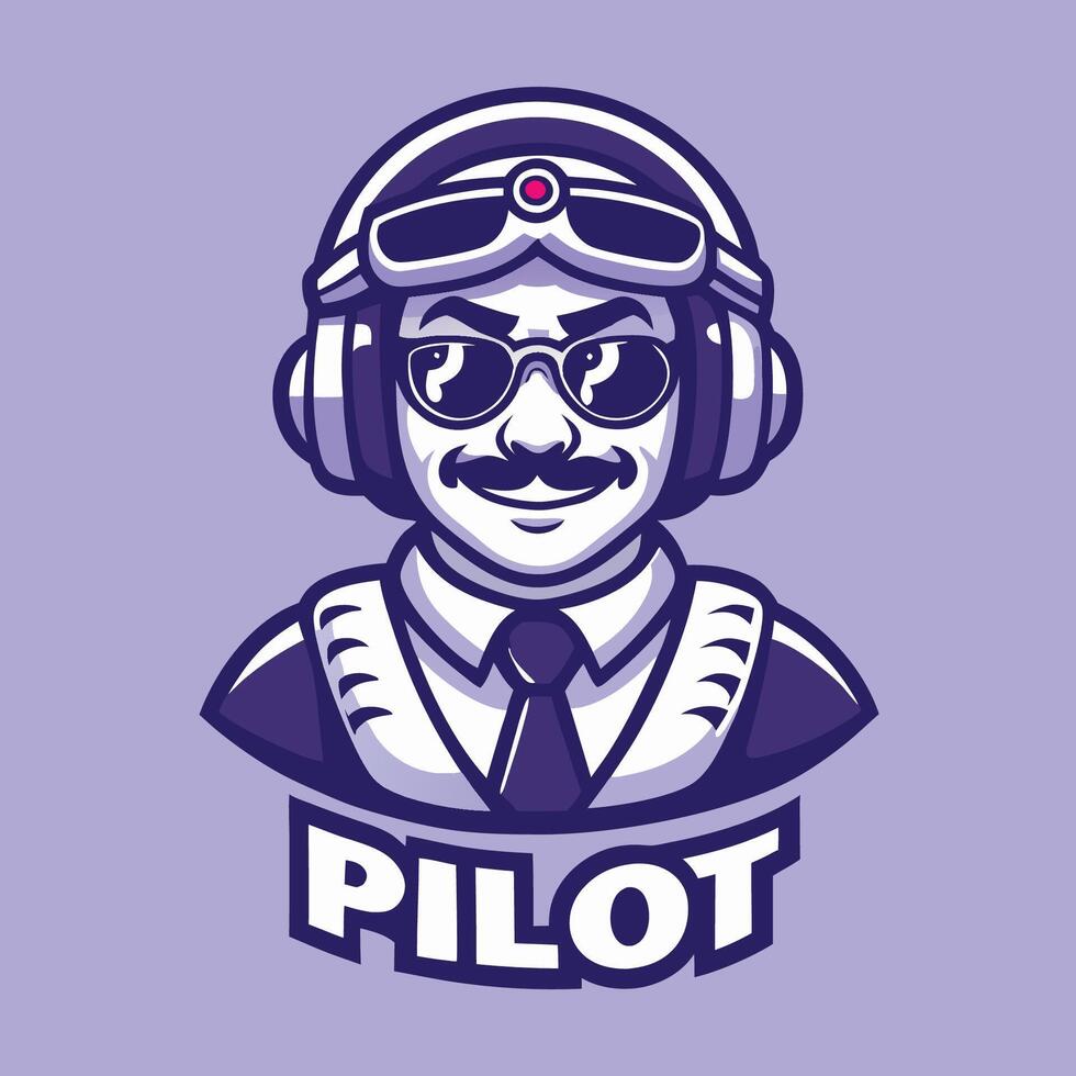 Whimsical Logo Illustration Featuring a Cartoon Pilot Mascot vector