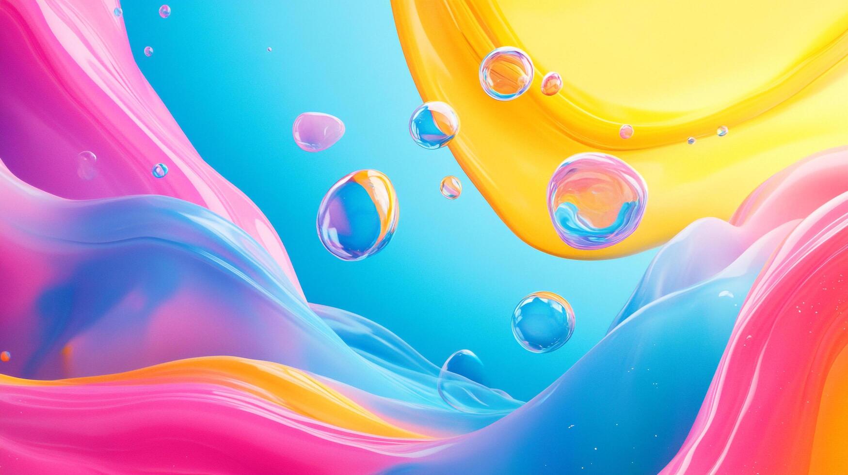 Vibrant fluid art with translucent orbs creates a playful and modern abstract design. Perfect for backgrounds and visual concepts. photo