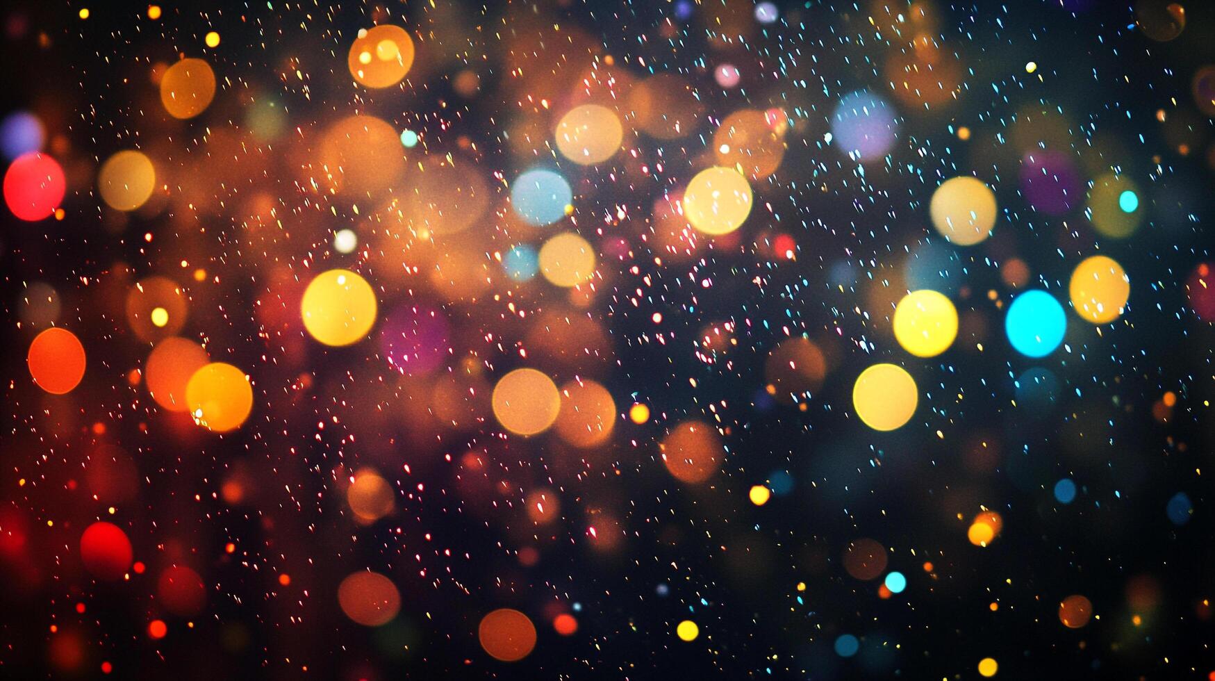 A mesmerizing display of colorful, out-of-focus lights, creating a magical and dreamy atmosphere with specks of light adding to the sparkle. photo