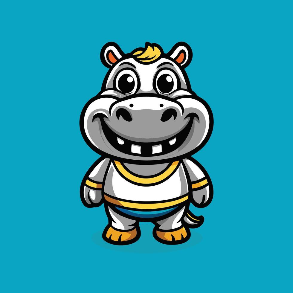Cute and Playful Hippo Mascot Character Cartoon Illustration vector