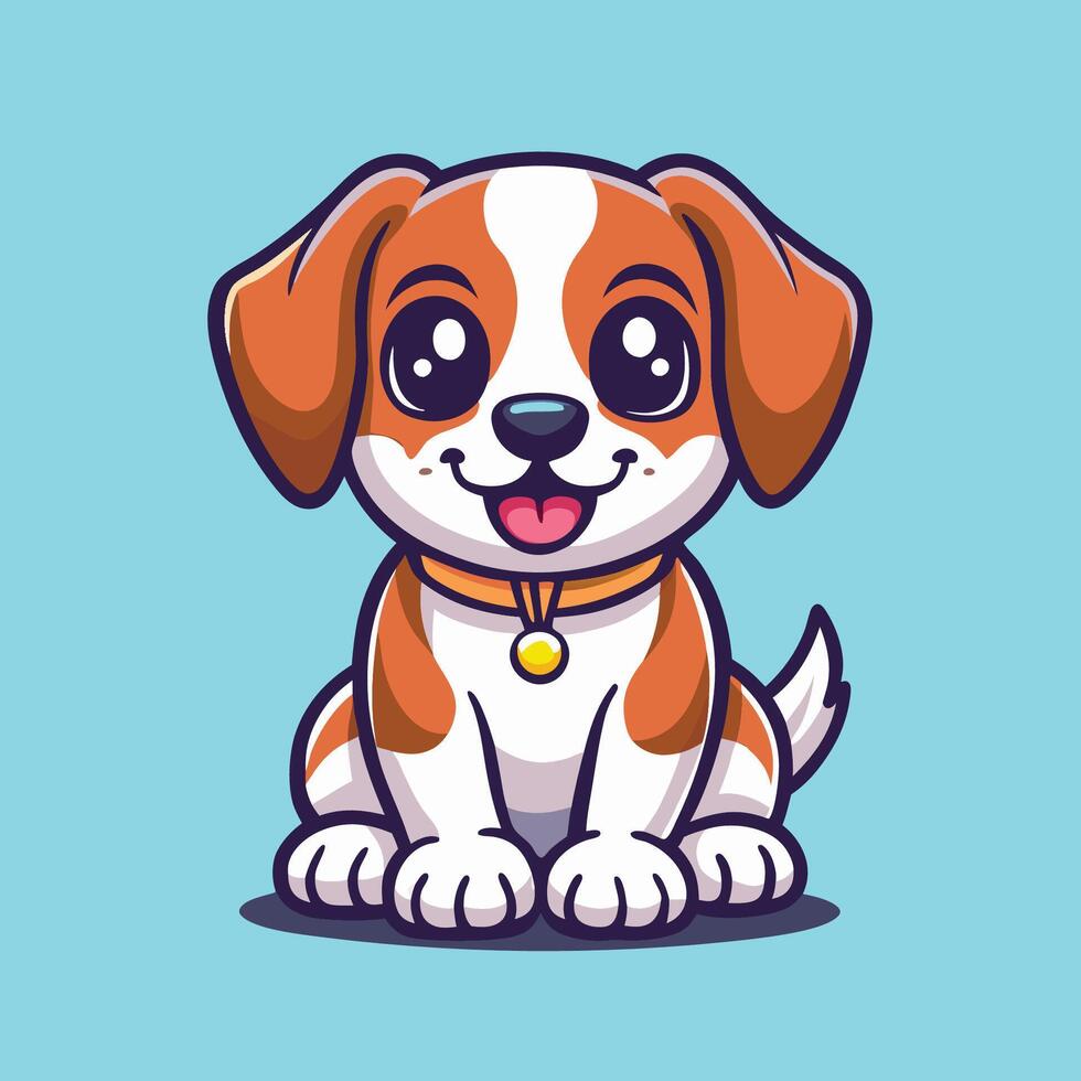 Adorable Puppy Sitting Character Mascot Logo with Cute Expression vector