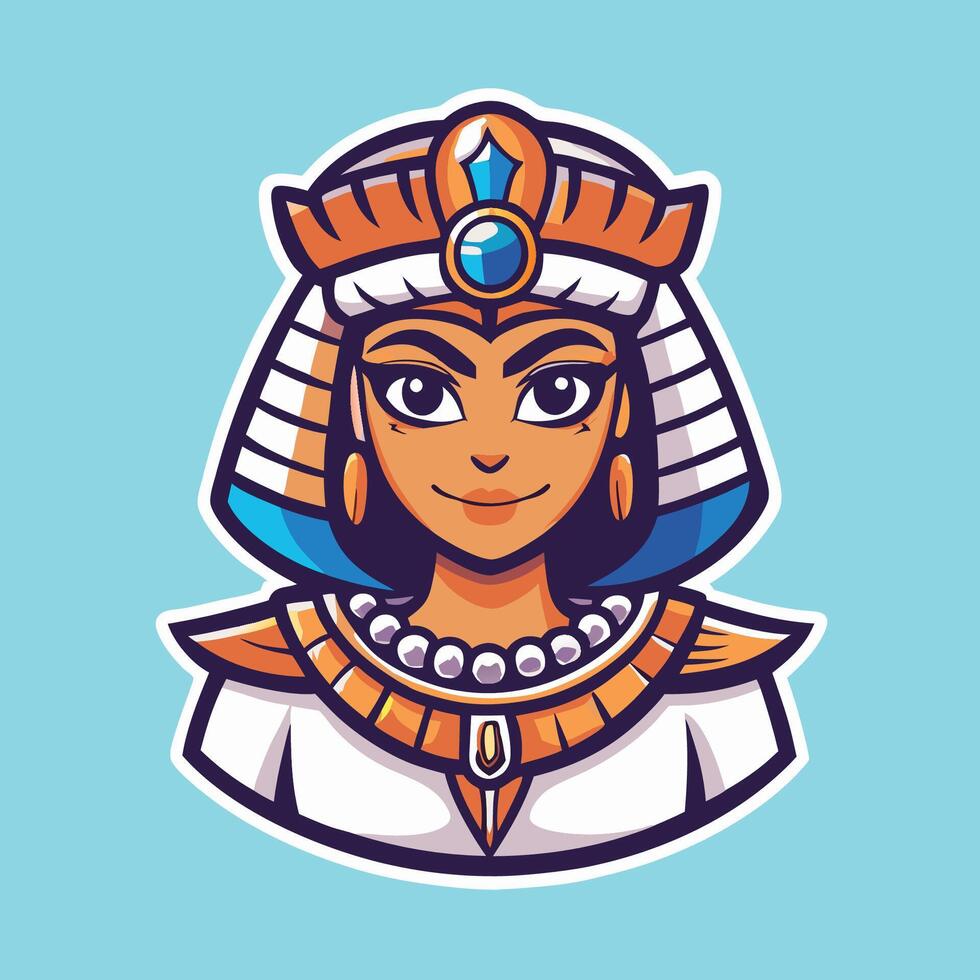 Simplified Mascot Logo Illustration Depicting Cleopatra, the Enchanting Queen of Ancient Egypt vector