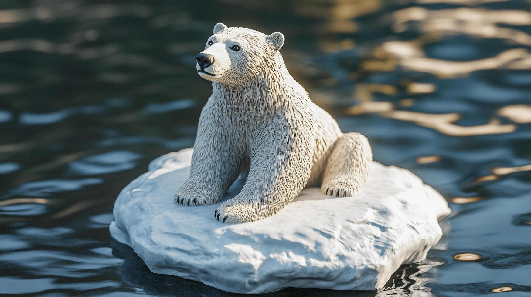 Polar bear stranded on melting ice. A poignant symbol of climate change impacting arctic wildlife and their fragile environment. photo