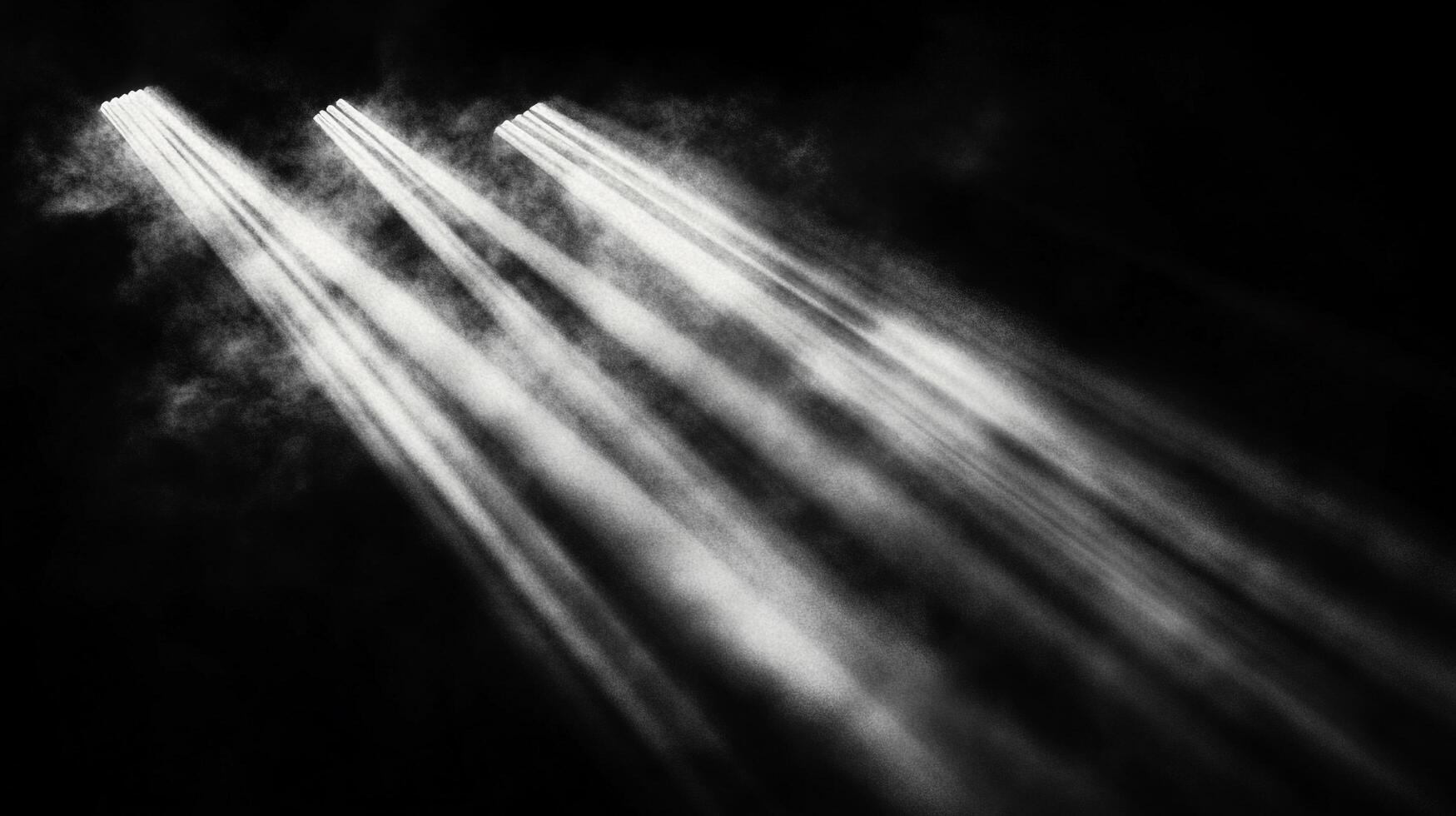 Monochromatic image depicting light beams piercing through a smoky, dark setting. A dramatic interplay of brightness and shadows. photo