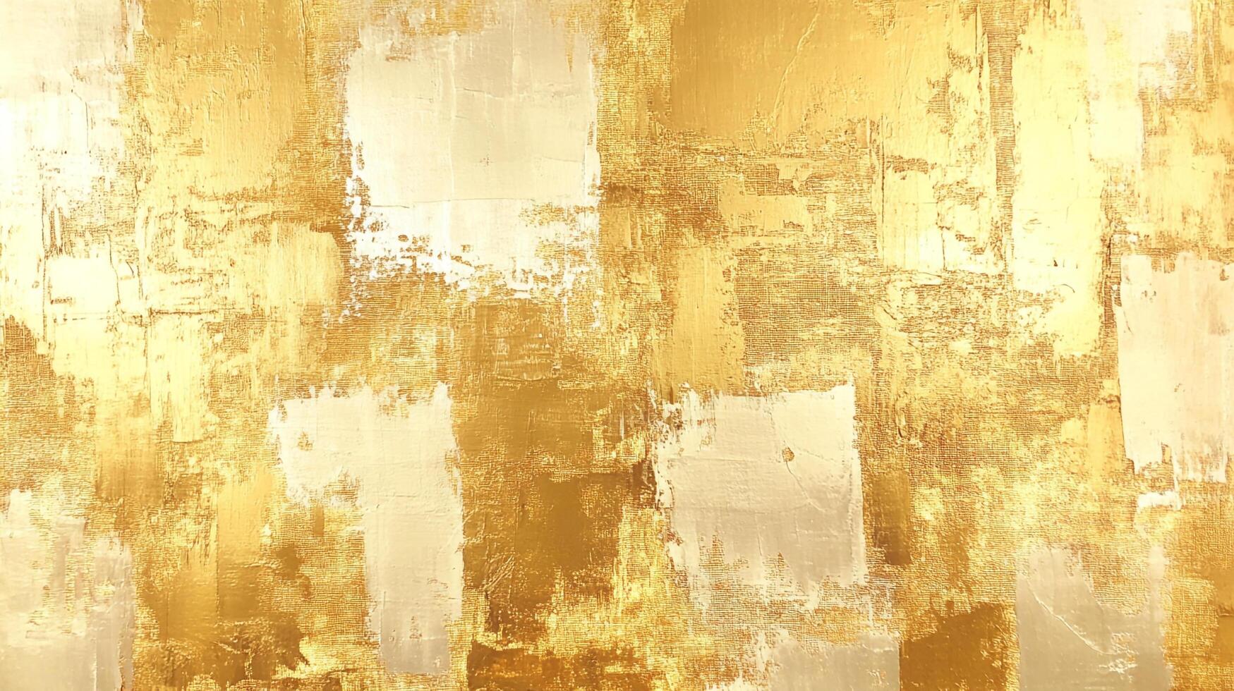 Abstract painting featuring gold and cream brushstrokes creating a textured and luminous surface with a dynamic visual appeal. photo
