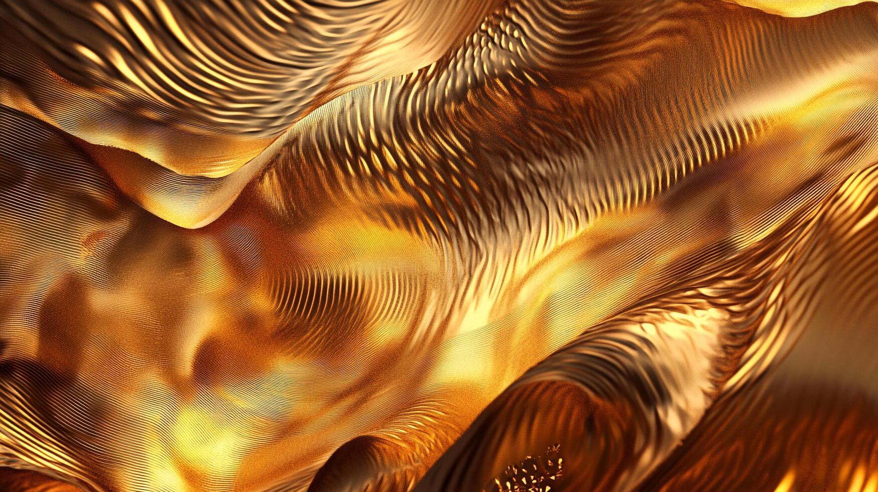 Golden textured surface. Abstract waves with line patterns create a luxurious look. High detail highlights rich metallic effect and movement. photo