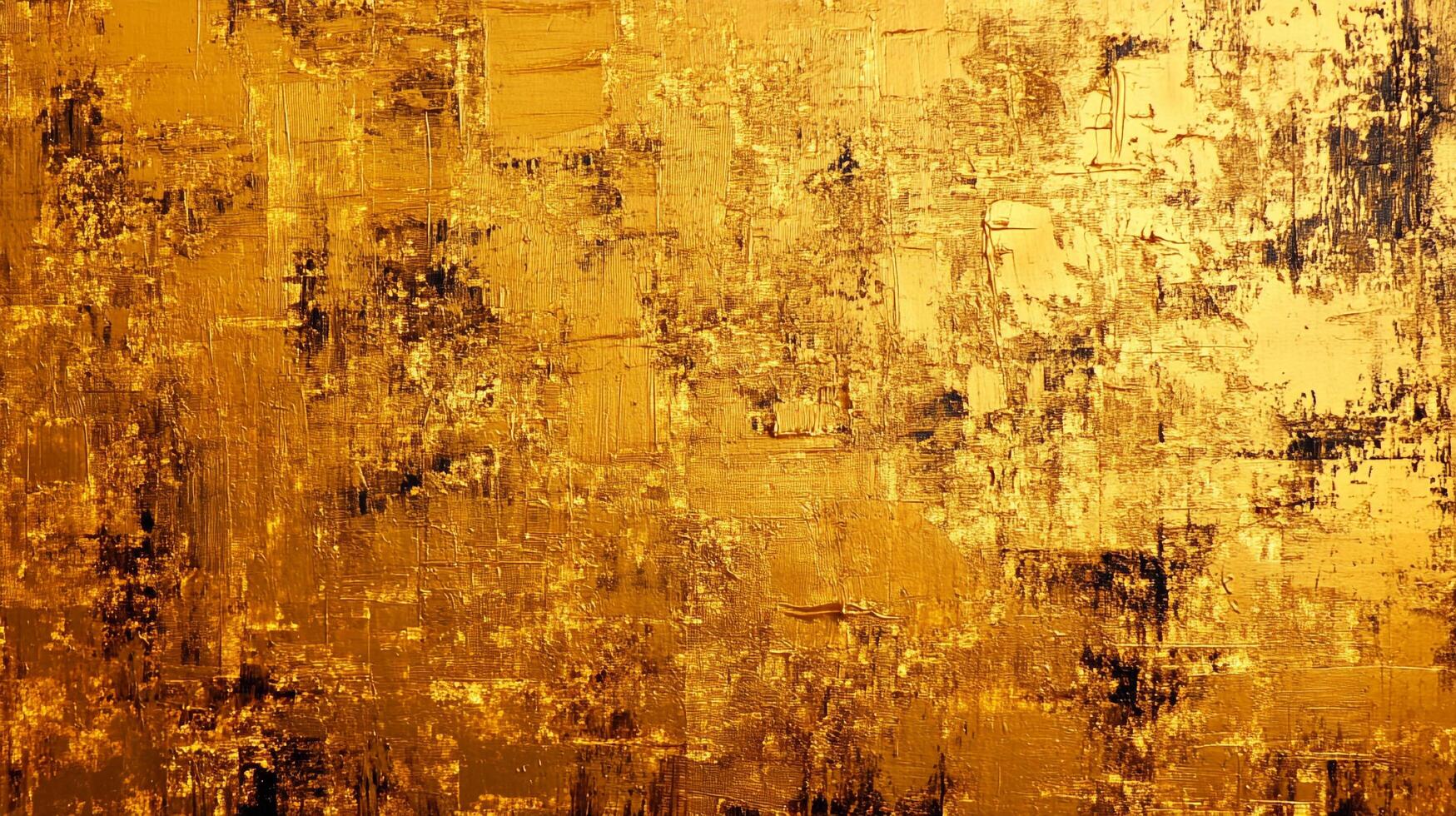 Abstract golden textured background with dark brushstrokes, creating a luxurious and dynamic surface on canvas art. photo