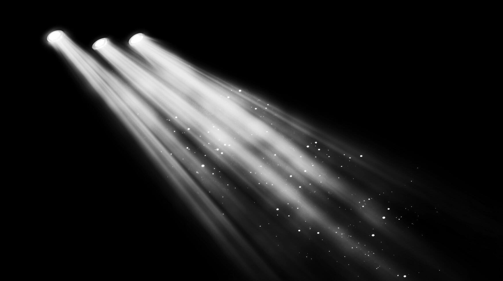 Dramatic spotlight illuminates the void, with beams cutting through darkness and particles catching the light. photo