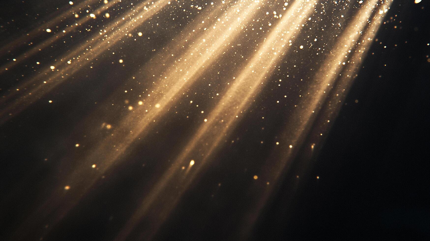 Abstract golden light streams against dark backdrop, creating a captivating visual effect. Perfect for adding a touch of magic to designs. photo