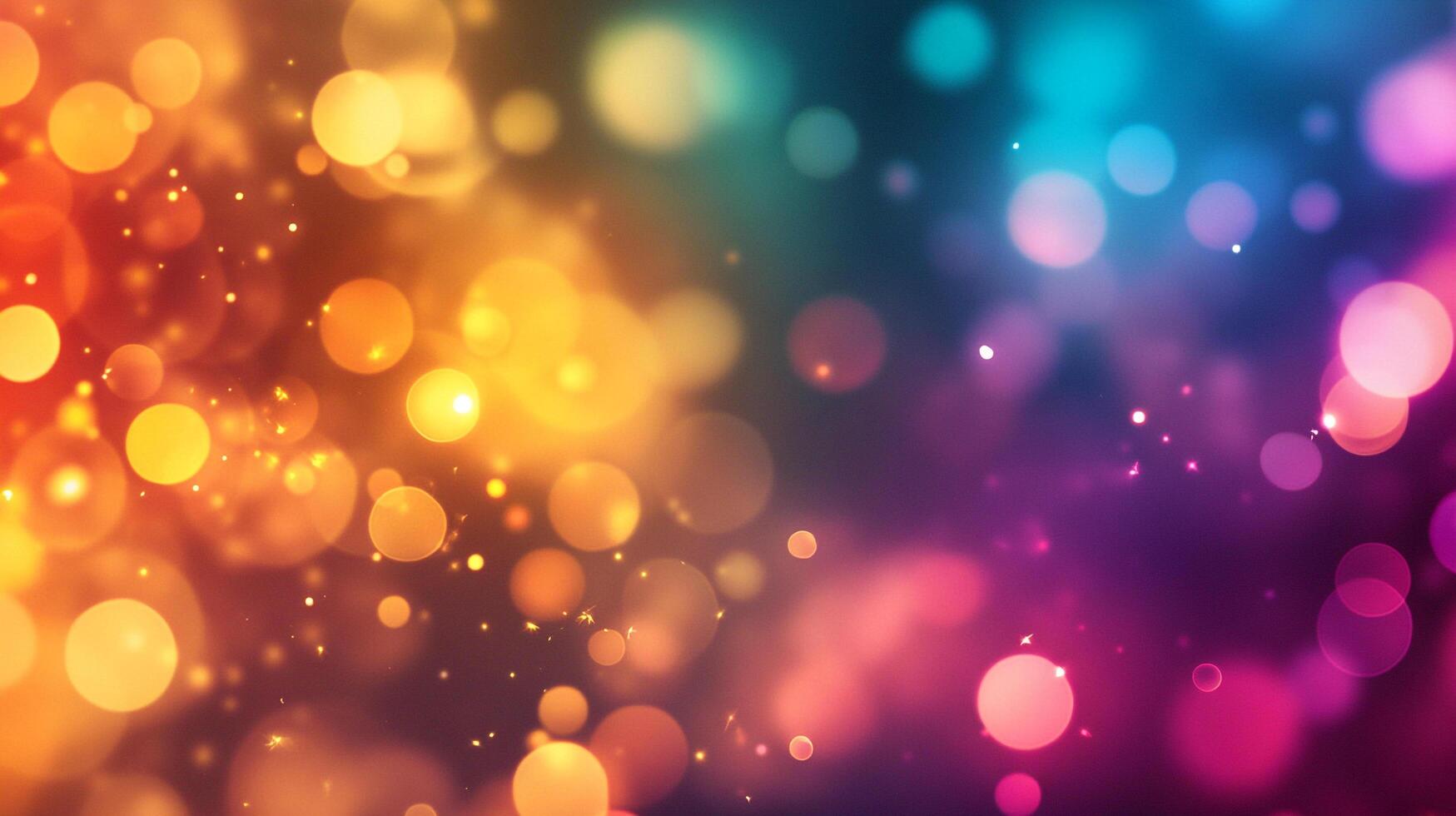 Vibrant bokeh lights dance across a spectrum of colors, creating a festive and ethereal atmosphere with bright and blurred light elements. photo