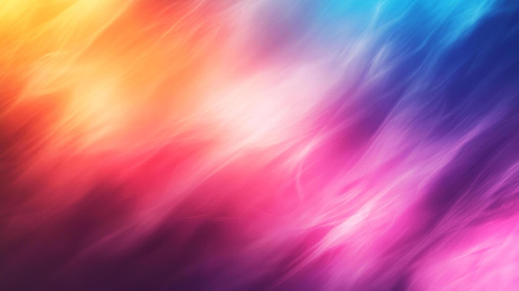 An abstract gradient art piece, with a blend of yellow, red, pink, purple, and blue colors. A soft glow emanates from the center. photo