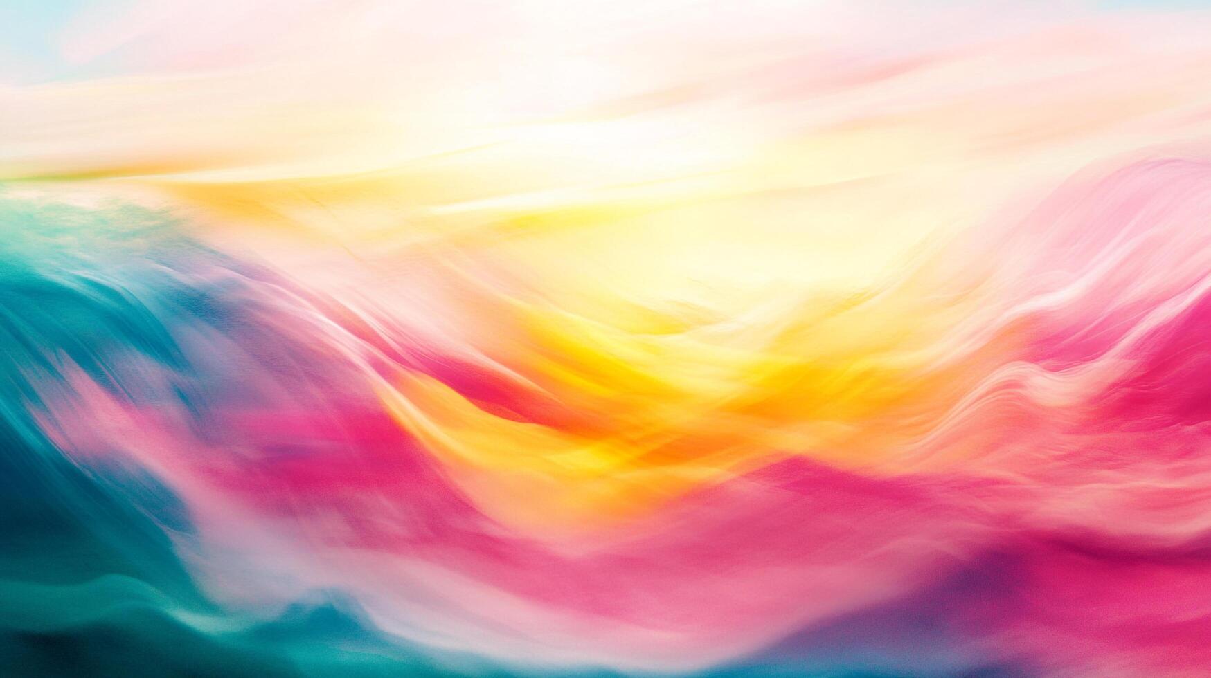 An abstract colorful flowing display of hues blended with light. It suggests movement in a dreamlike scene. Colorful pastel waves blend photo