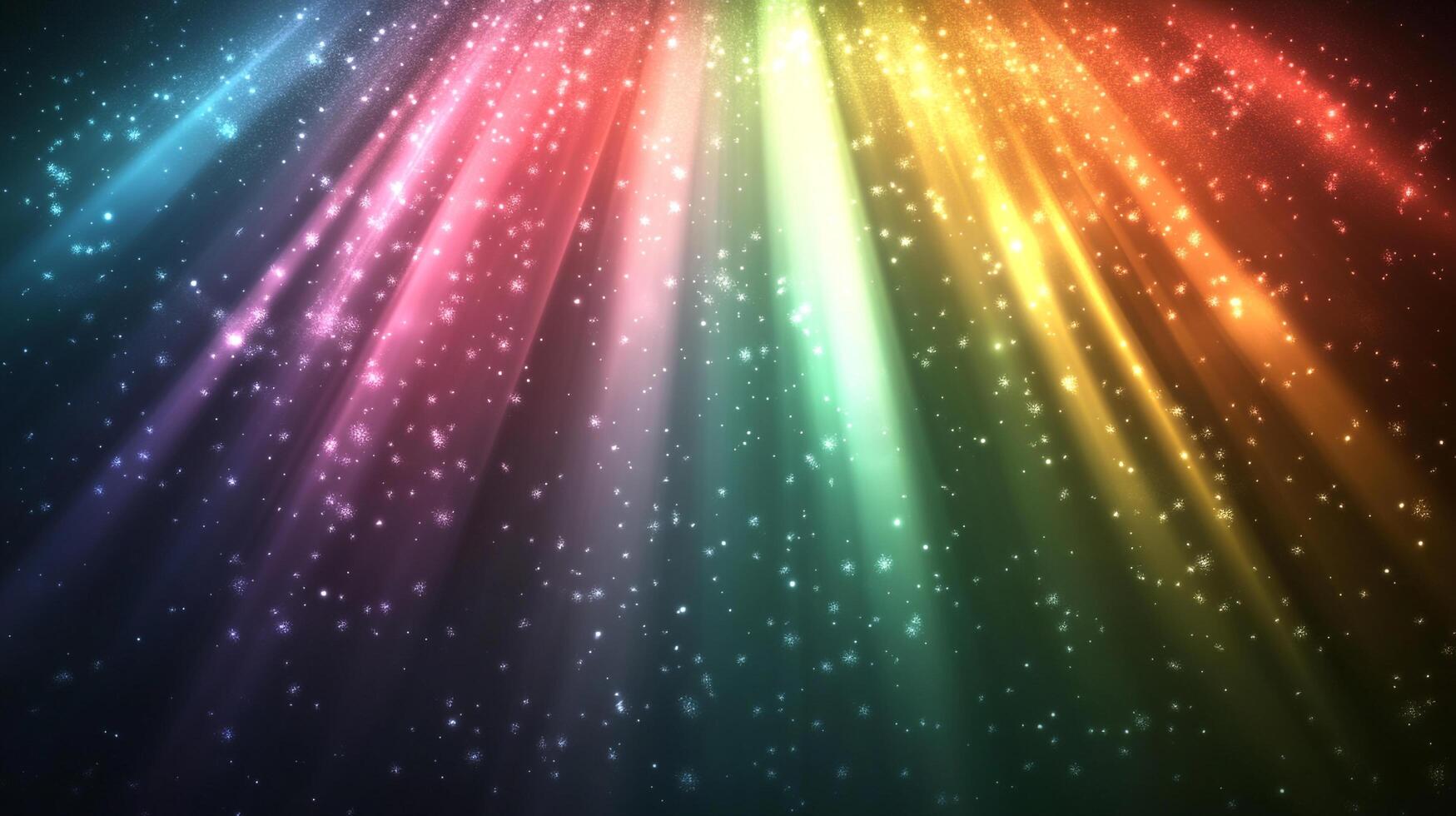 Rays of light filter through a starfield. The vibrant colors of the beams, ranging from blue to red, create a spectacle of light. photo