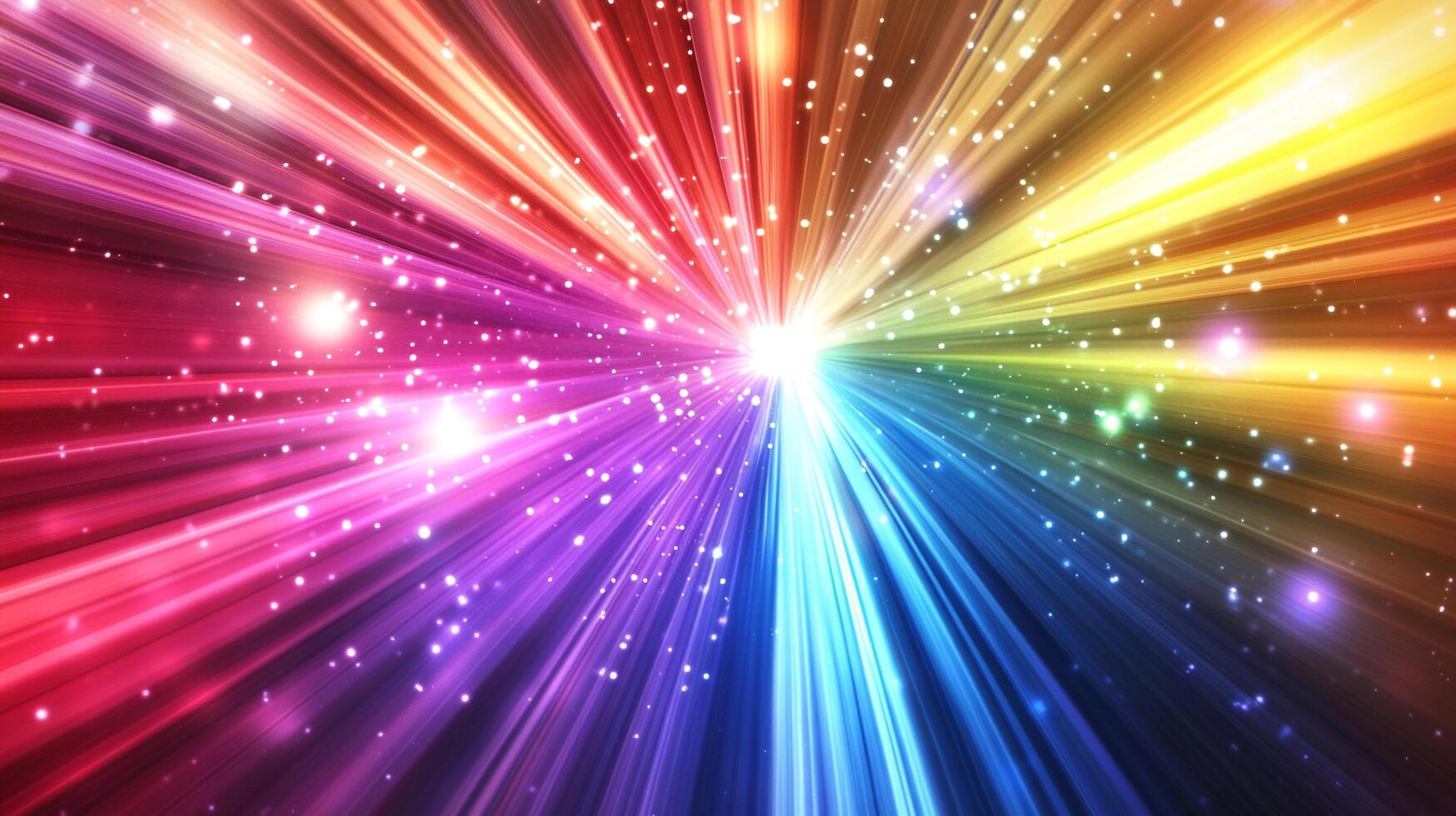 Vibrant light rays converging into a single point, creating an explosion of color, energy, and illumination. A brilliant burst of light. photo