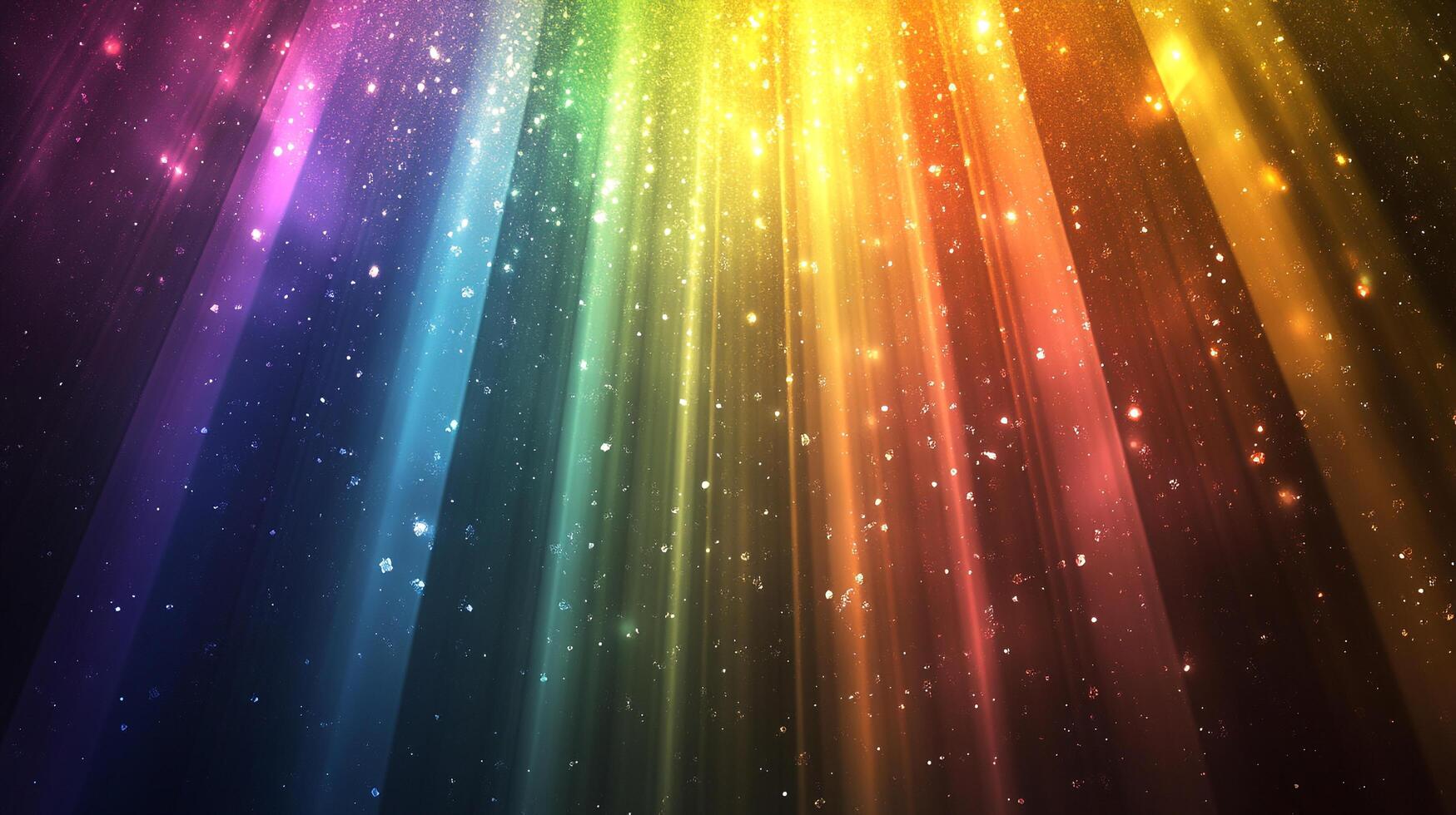 Radiant rainbow spectrum of luminous beams cascades in a mesmerizing display of light and color, like celestial rain. Abstract art. photo