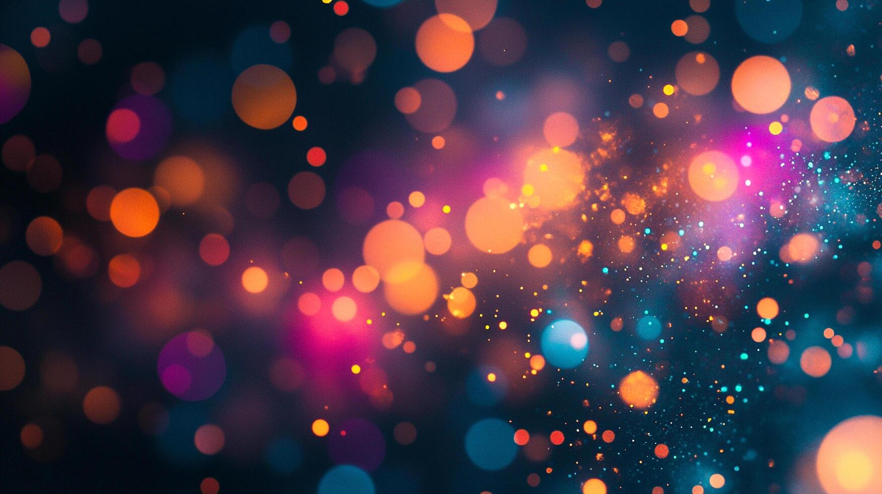 A vibrant display of glowing orbs creates a mesmerizing bokeh effect, blending warm and cool tones for a dreamlike visual experience. photo