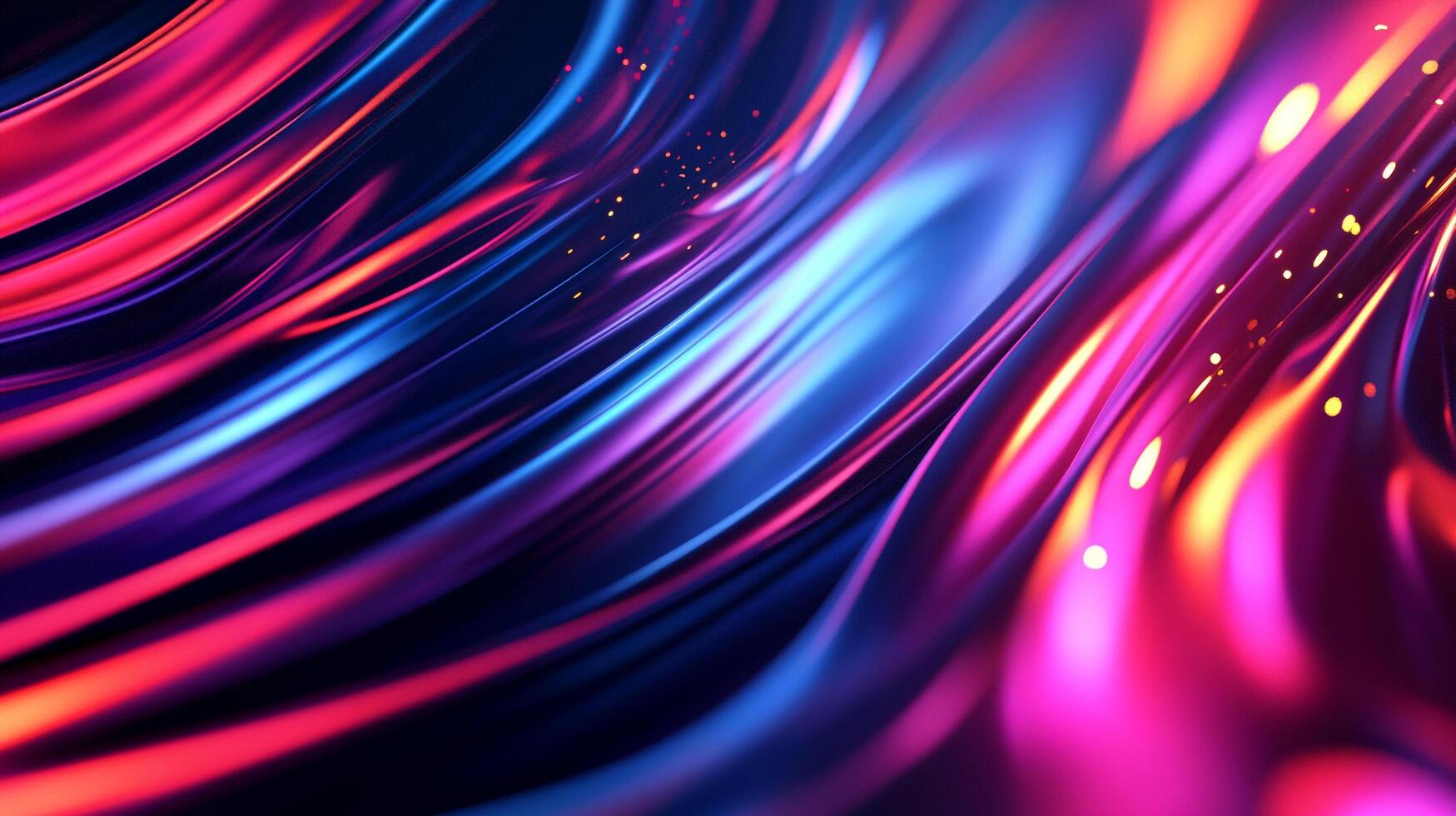 Vibrant, abstract waves flow seamlessly, blending neon pink, purple, and blue hues in a captivating digital art piece with glowing accents. photo