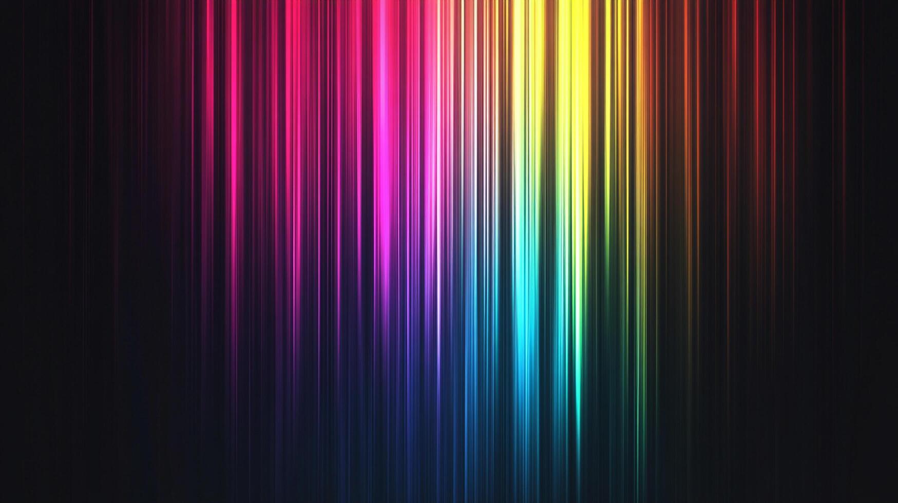 Vibrant light streaks cascade from top to bottom. Colors shift between pink, purple, yellow, and blue creating a neon light display. photo