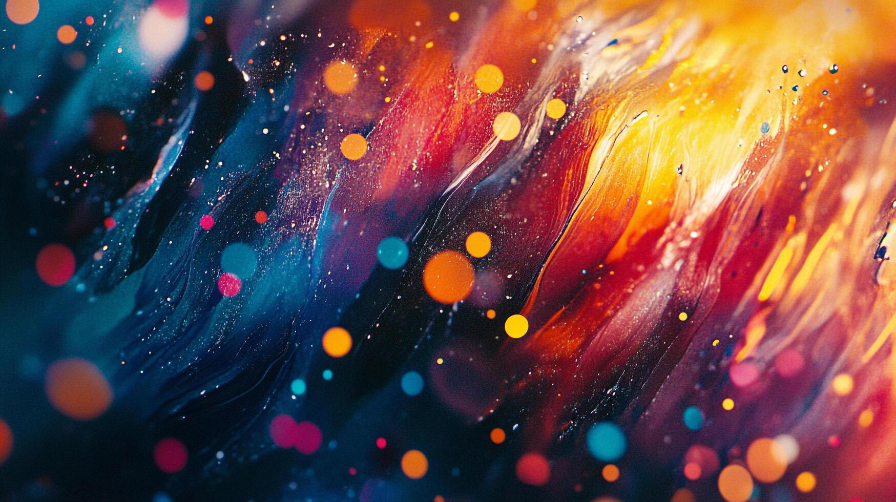 An abstract image featuring vibrant colors, swirling textures, and bokeh effects, creating a dynamic and artistic visual experience. photo