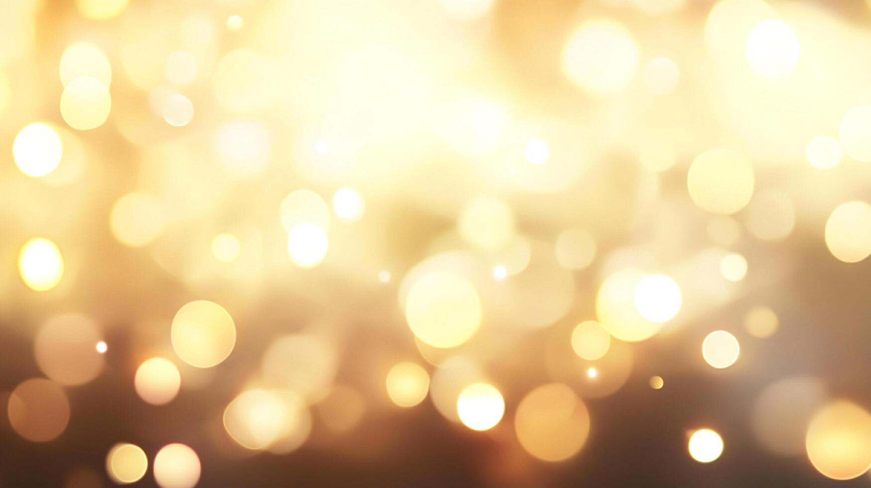 Abstract golden bokeh lights background with soft, blurred circles, creating a warm and festive atmosphere. Defocused light design. photo